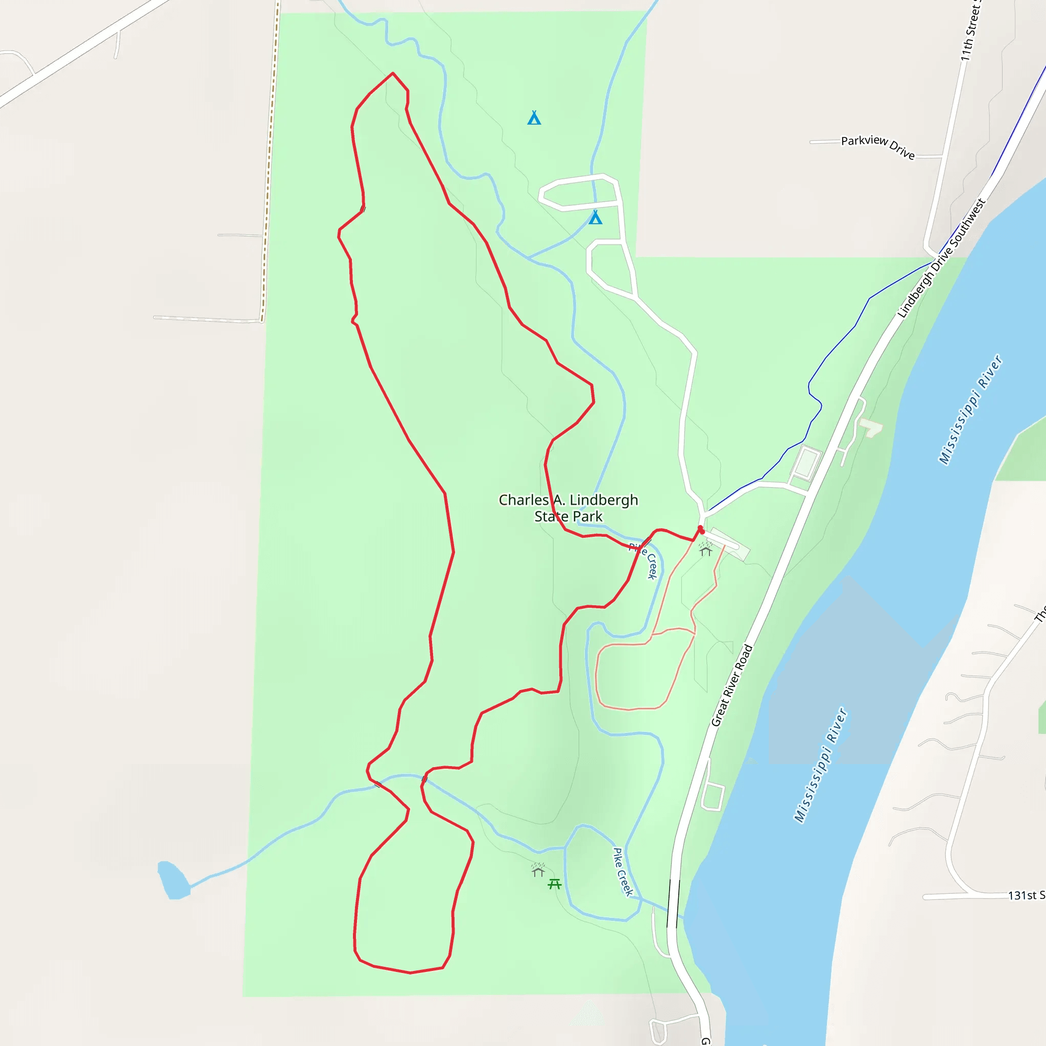 Chalres A Lindbergh State Park Loop mobile static map