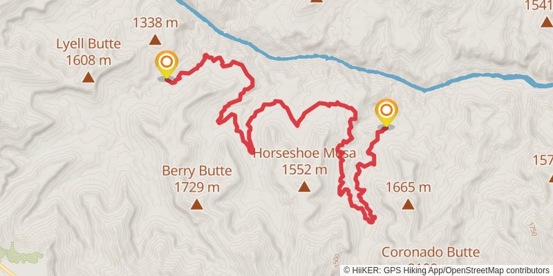 East Tonto Trail via New Hance Trail stage 2 Map