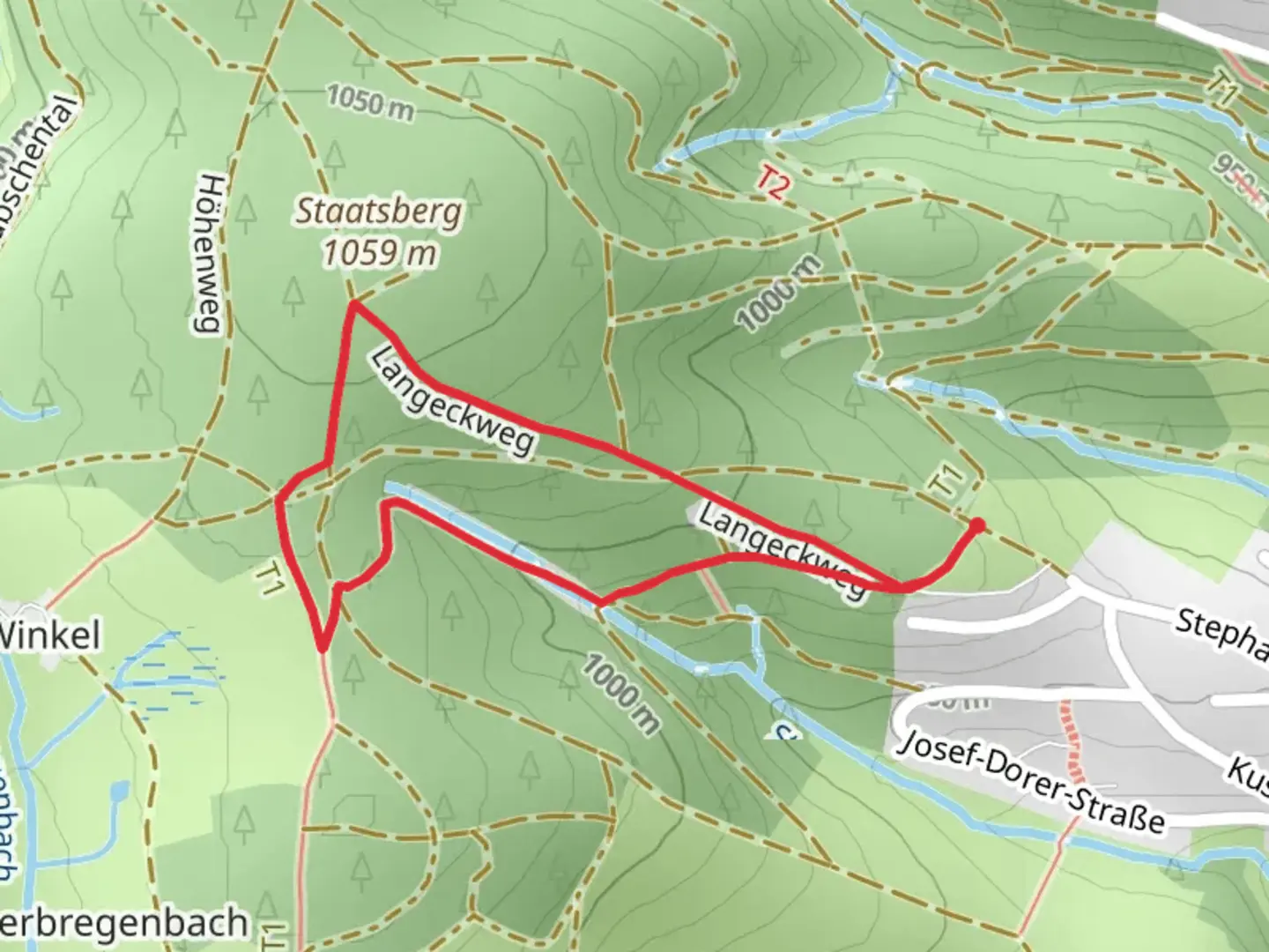 An image depicting the trail Trimm Dich Pfad Loop and its surrounding area.