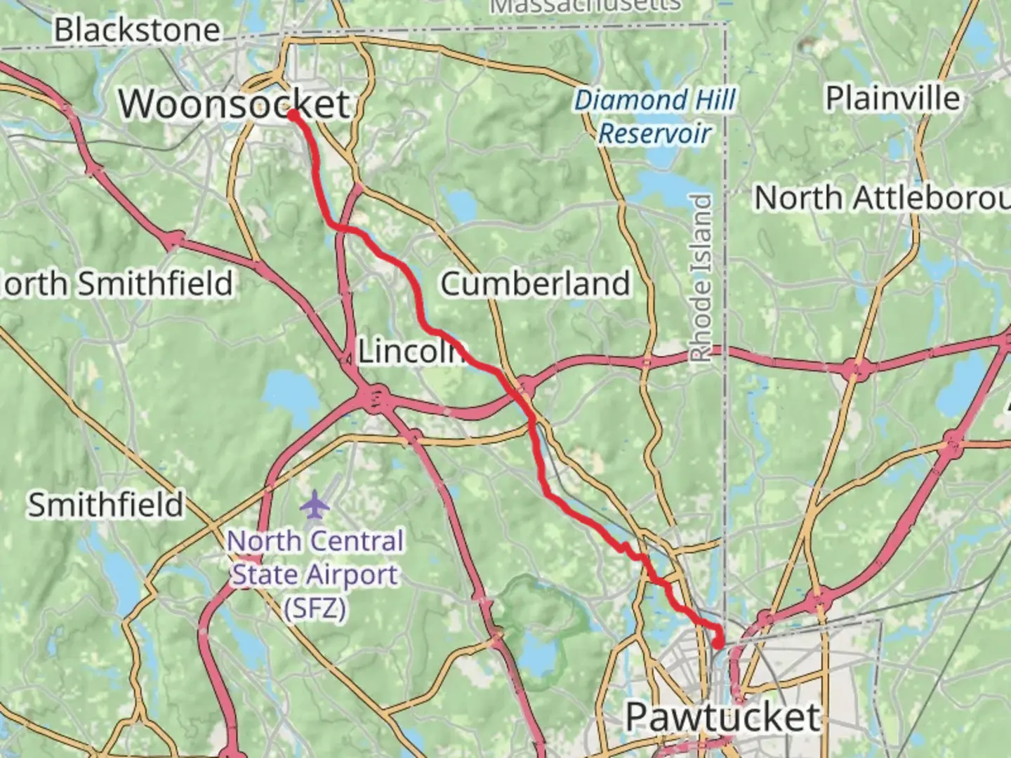 An image depicting the trail Blackstone River Way and its surrounding area.