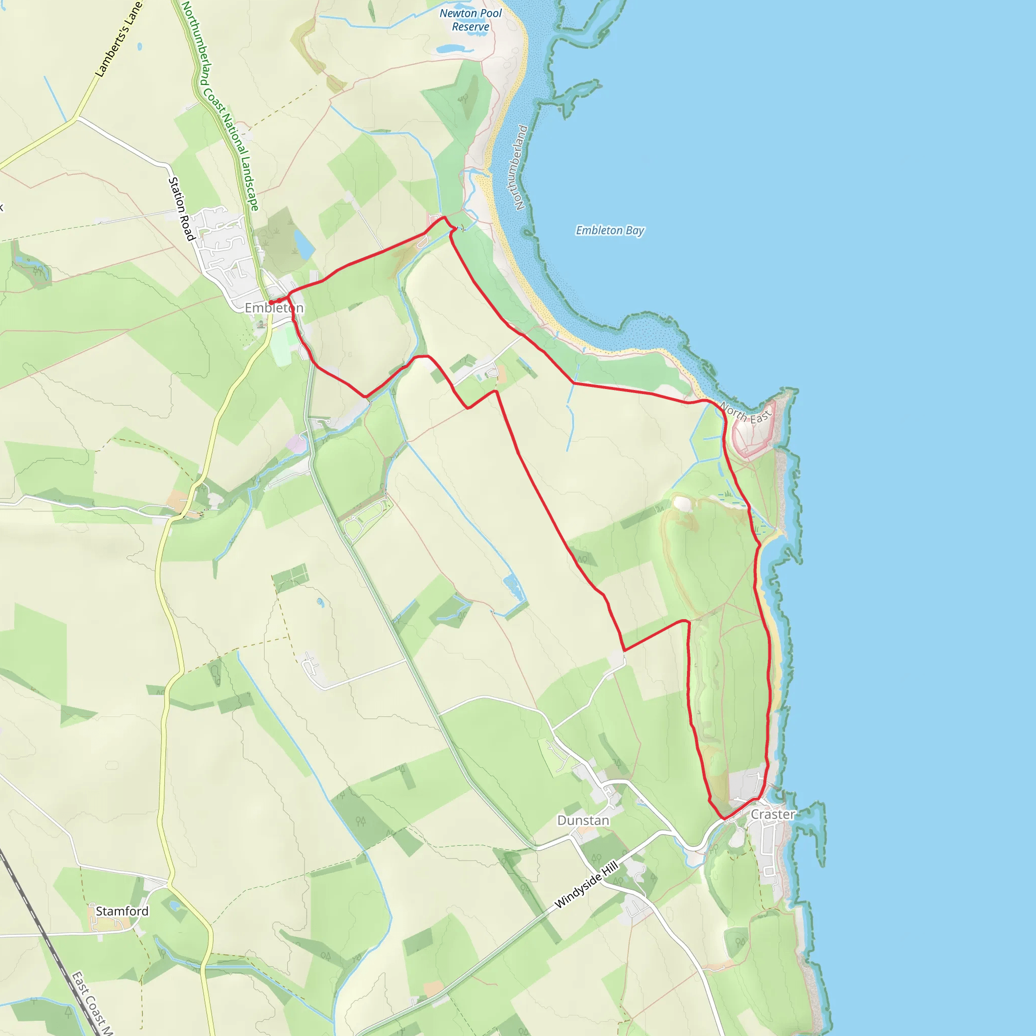 Norwell Brow and Craster Country Park Loop mobile static map