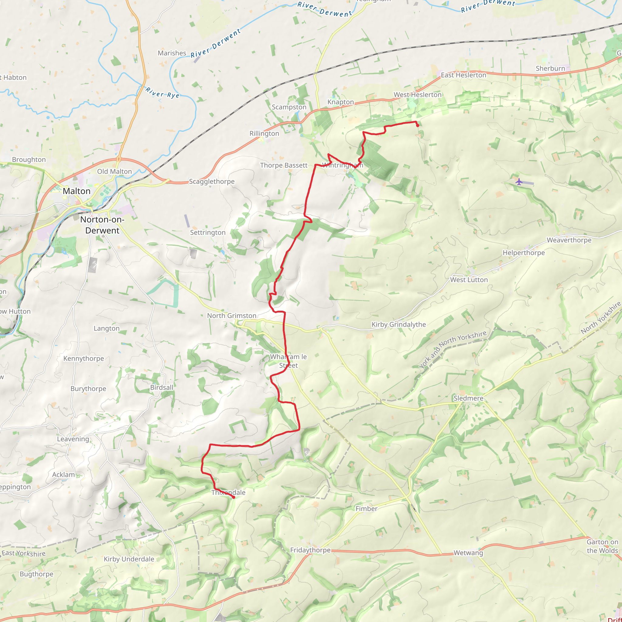 Thixendale to West Heslerton - Wolds Way mobile static map