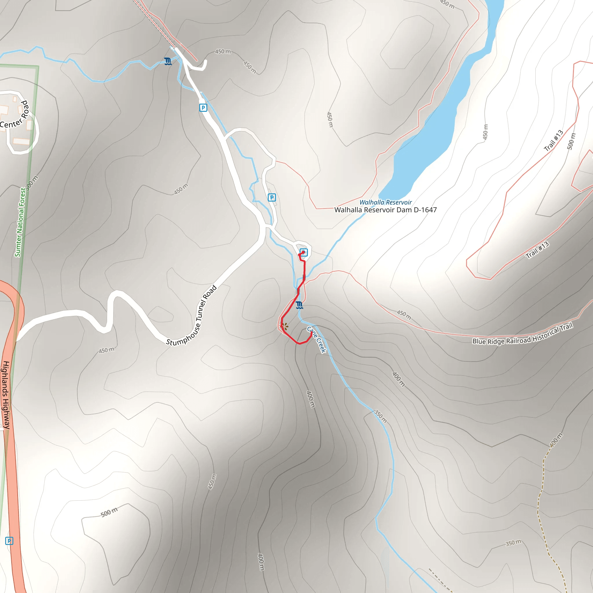 Cane Creek and Isaqueena Falls mobile static map