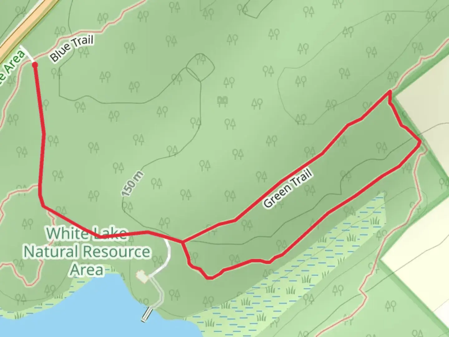 An image depicting the trail Green Trail Loop from Stillwater Road and its surrounding area.