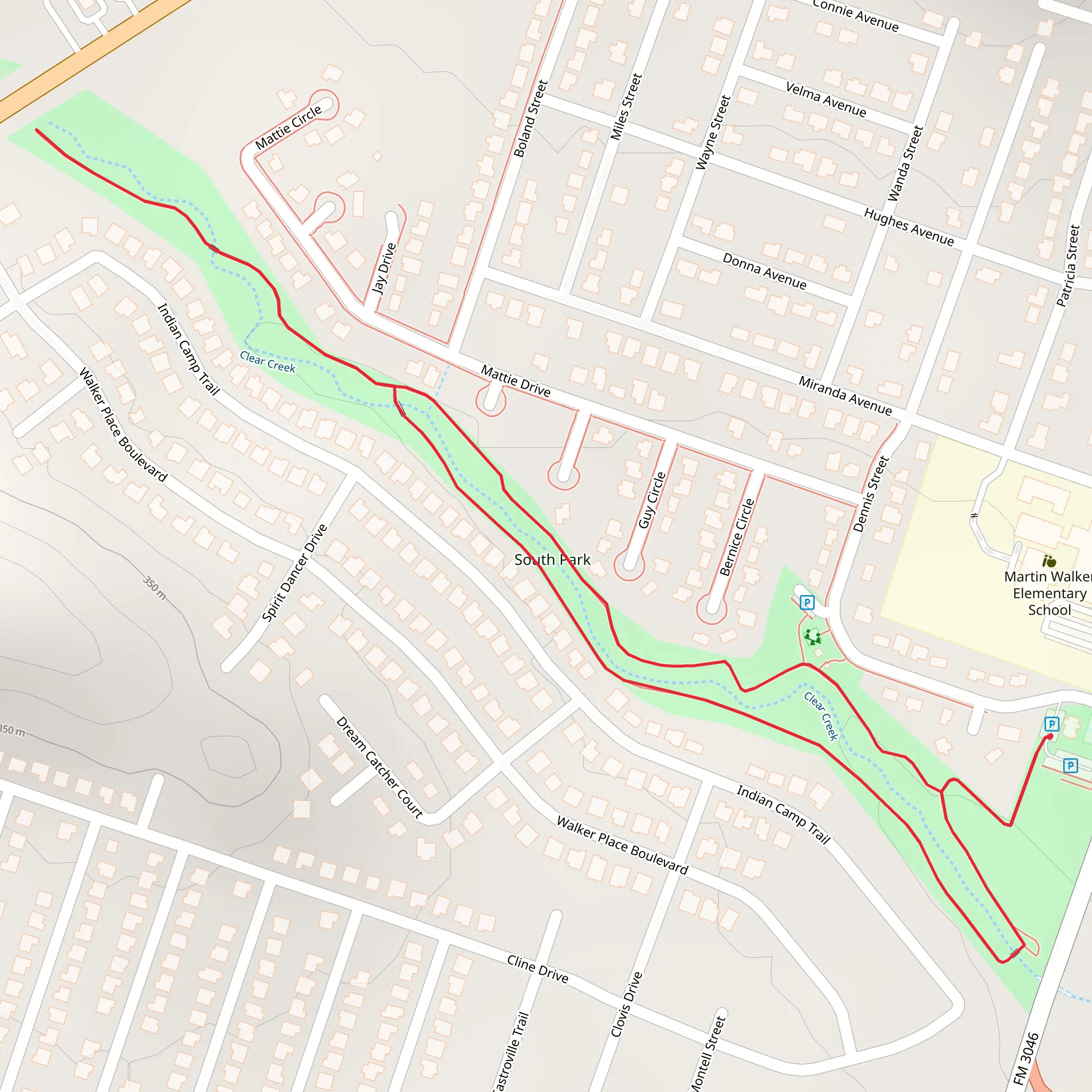 Clear Creek Loop from Dennis Street mobile static map