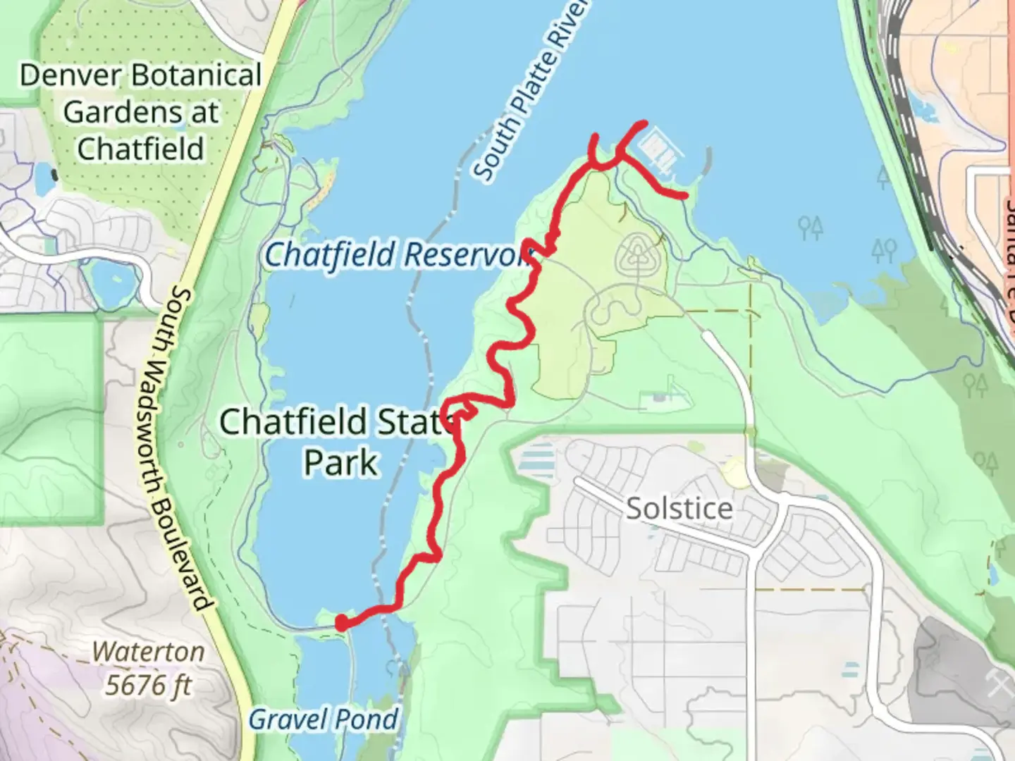 An image depicting the trail Chatfield Internal Trail and its surrounding area.