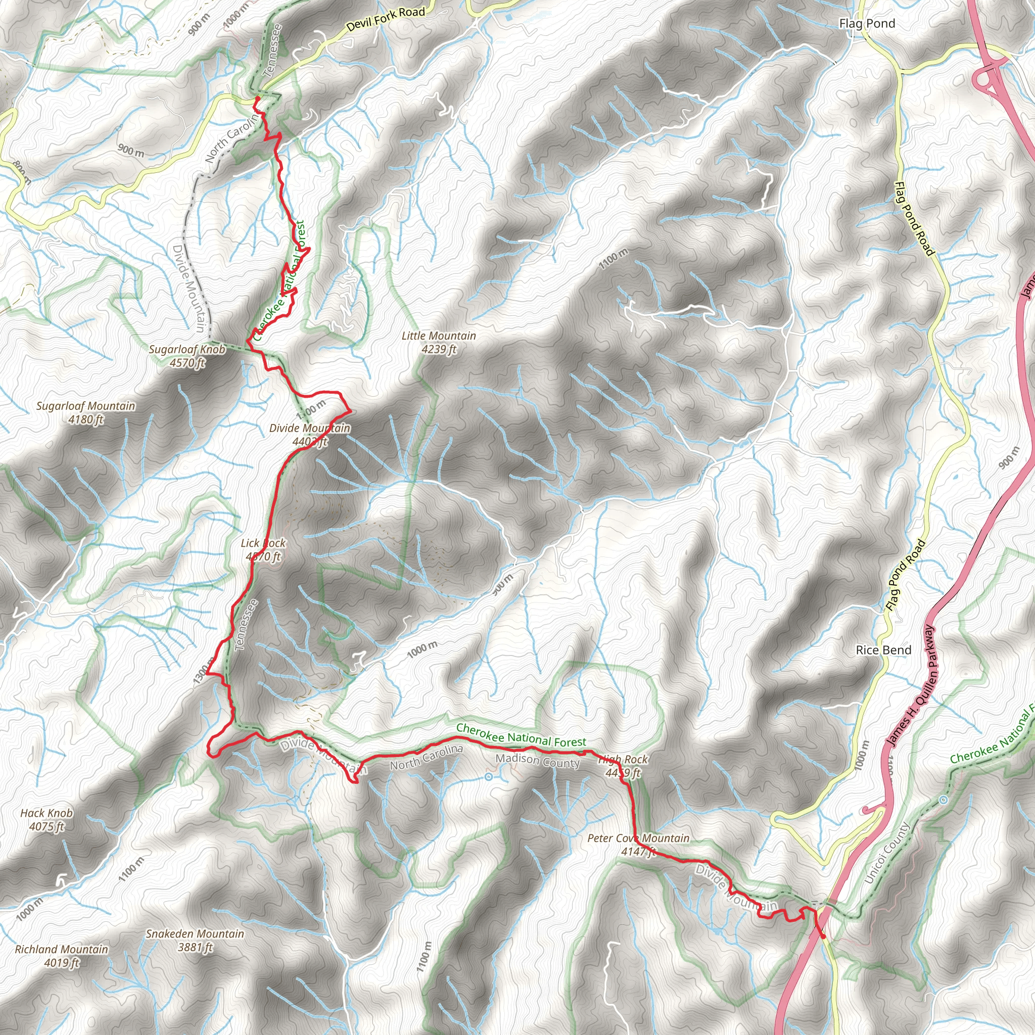 Appalachian Trail from Devil Fork Gap mobile static map