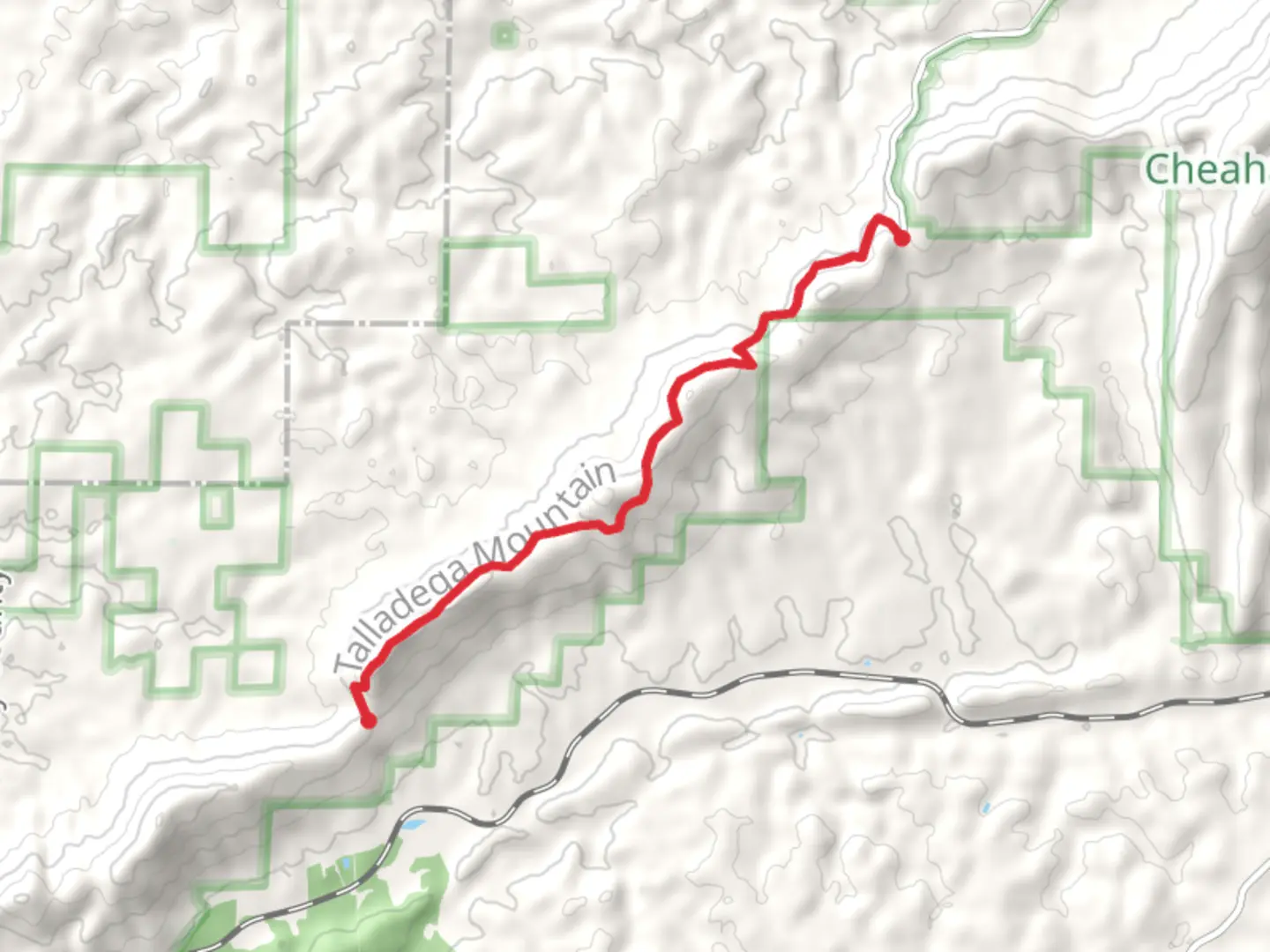 An image depicting the trail Clairmont Gap to Adams Gap via Pinhoti Trail and its surrounding area.