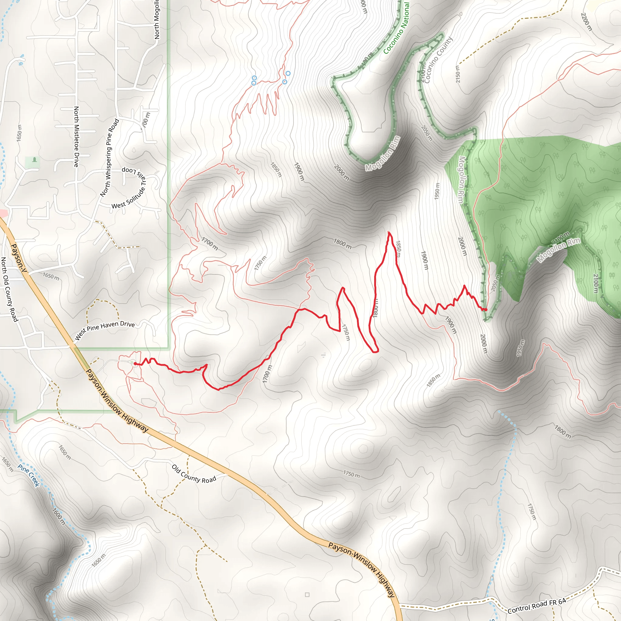 Donahue and Pine Canyon Trail - Short mobile static map