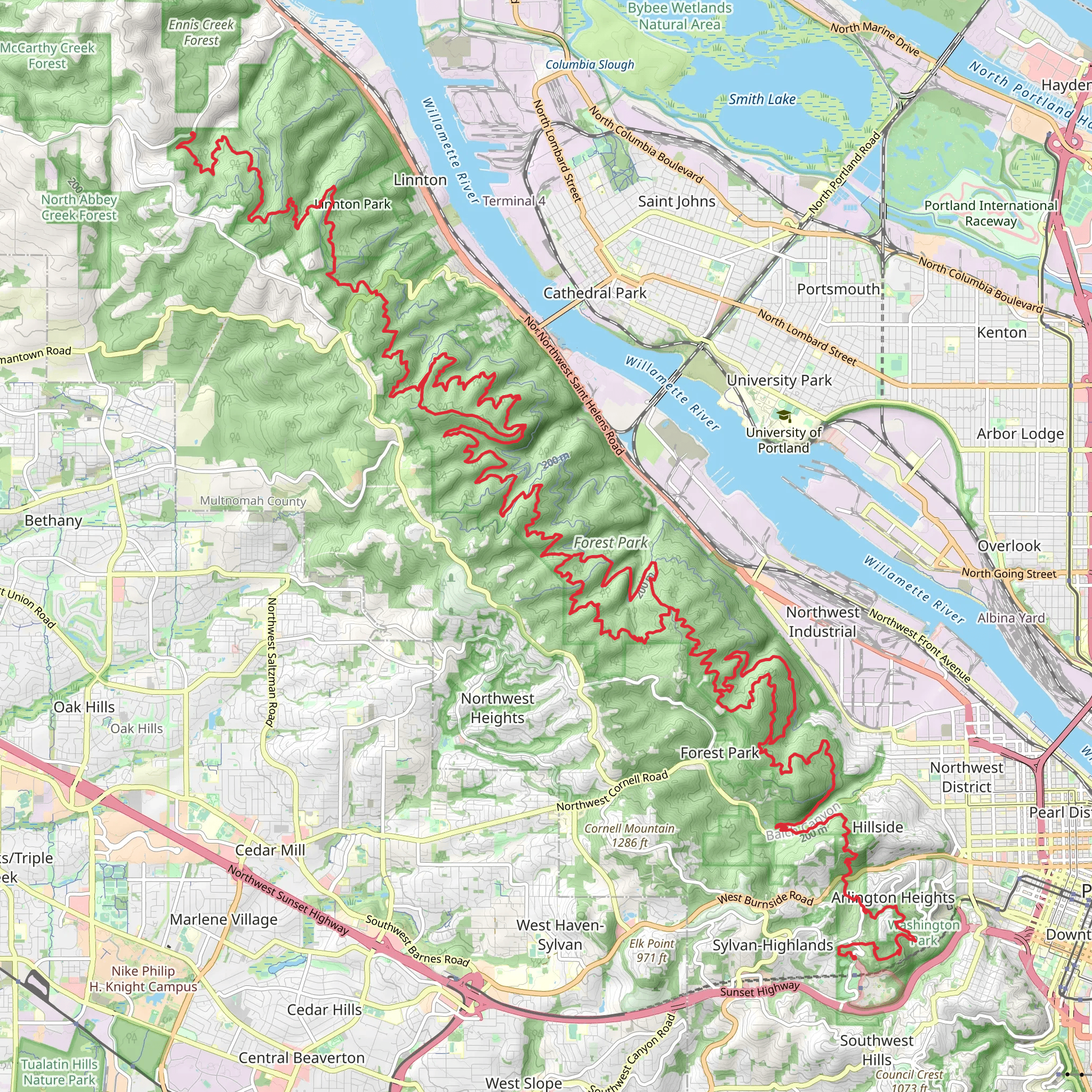 Wildwood Trail mobile static map