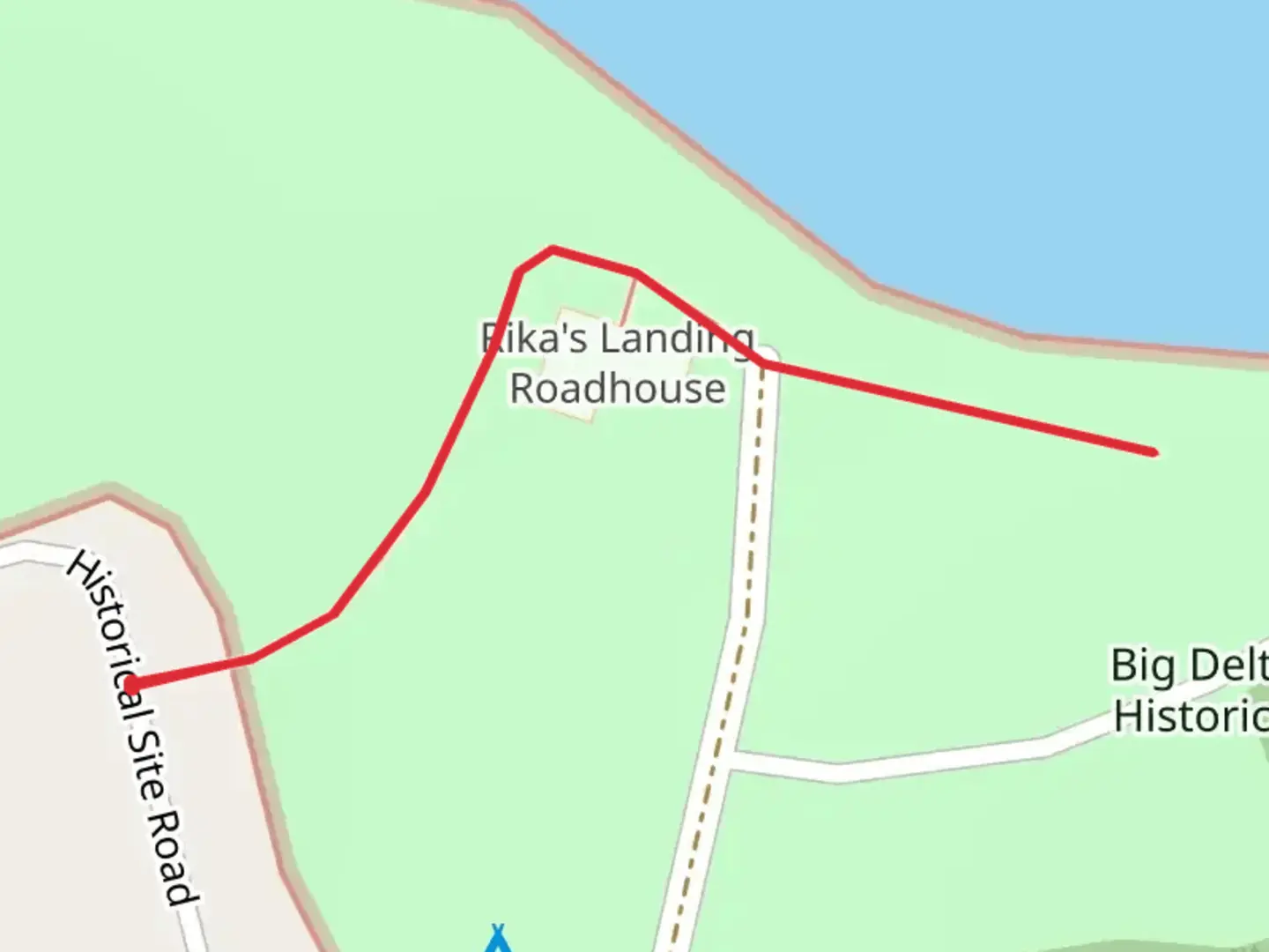 An image depicting the trail Big Delta State Historical Park and its surrounding area.