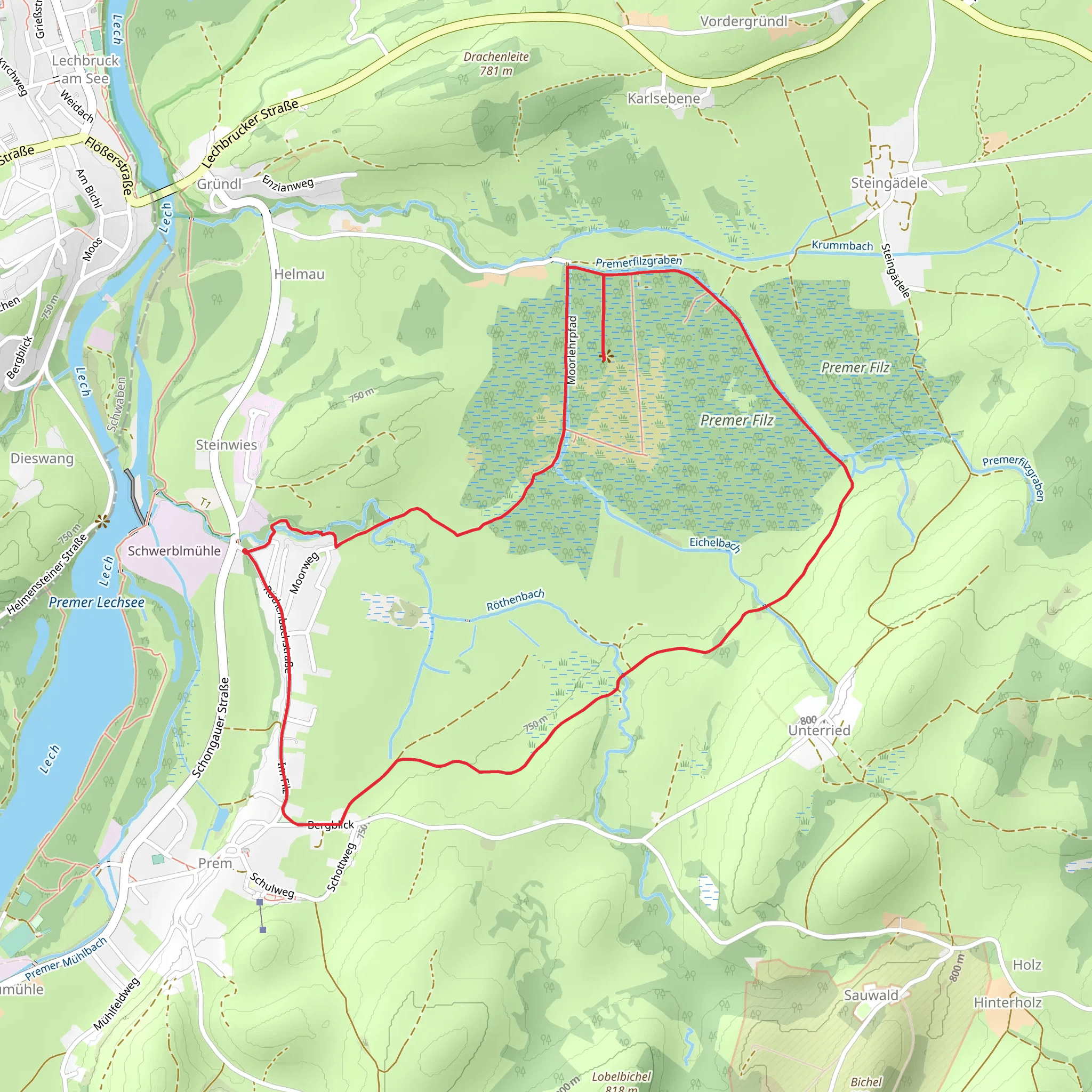 Röthenbach via Moorlehrpfad mobile static map