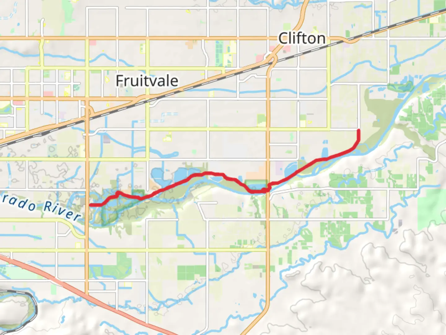 An image depicting the trail Riverfront TRail - Corn Lake Section and its surrounding area.