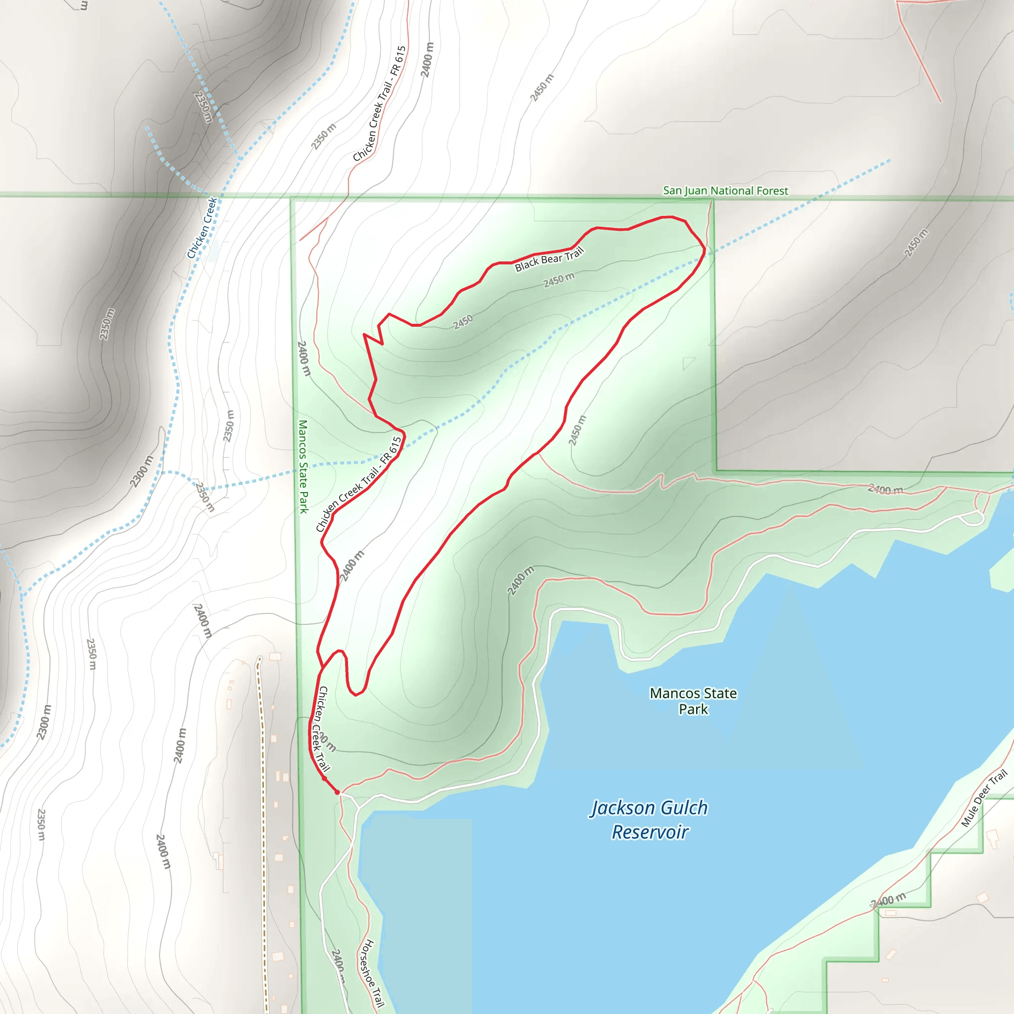Black Bear and Chicken Creek Loop Trail mobile static map
