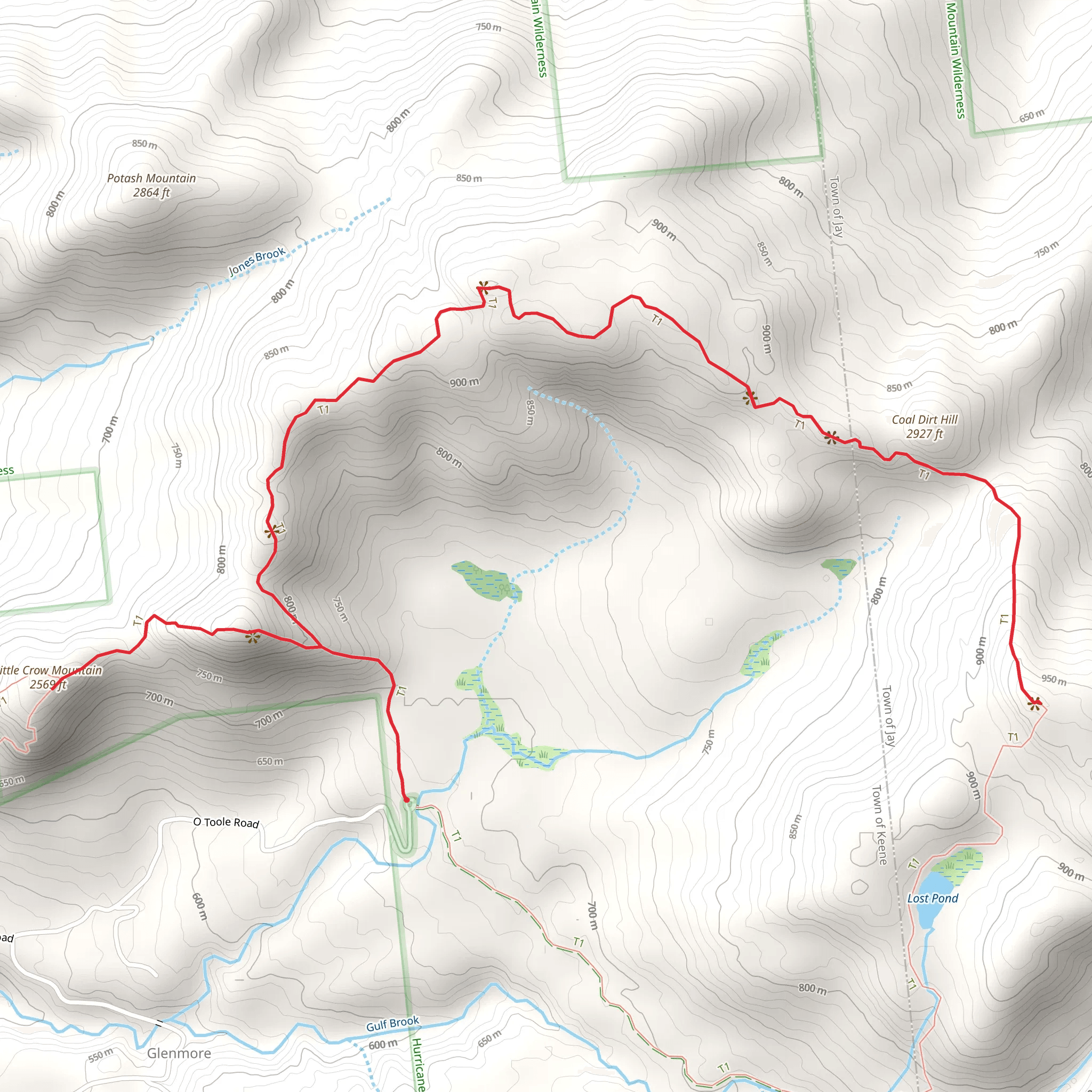 Little Crow Mountain - Big Crow Mountain - Coal Dirt Hill - Weston Mountain Trail mobile static map