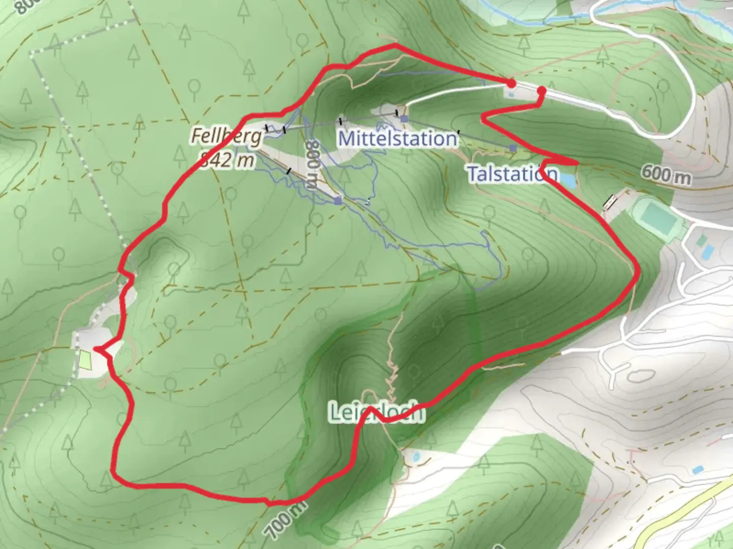 An image depicting the trail Fellberg Loop and its surrounding area.