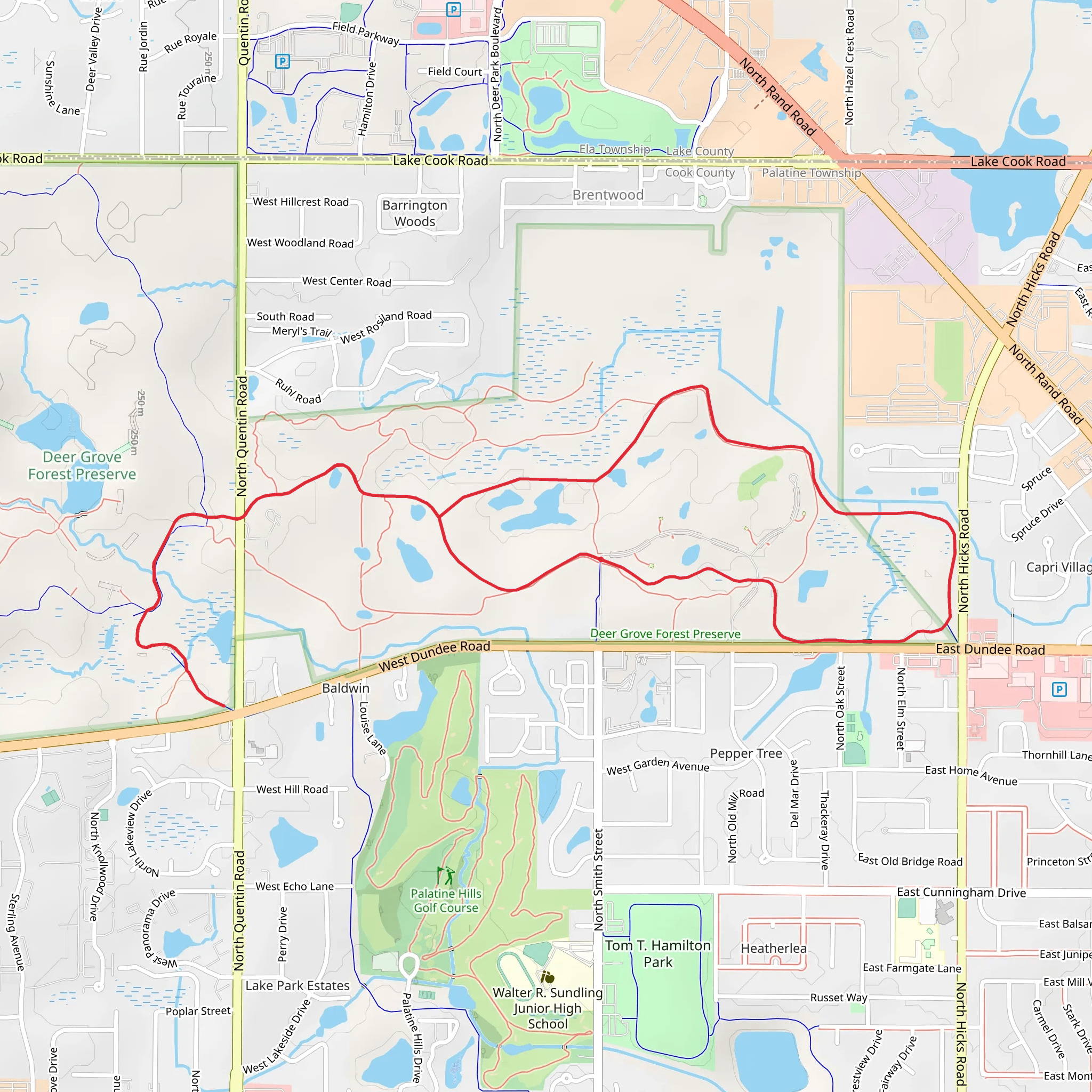 Deer Grove - Red and Deer Grove Paved Trail mobile static map