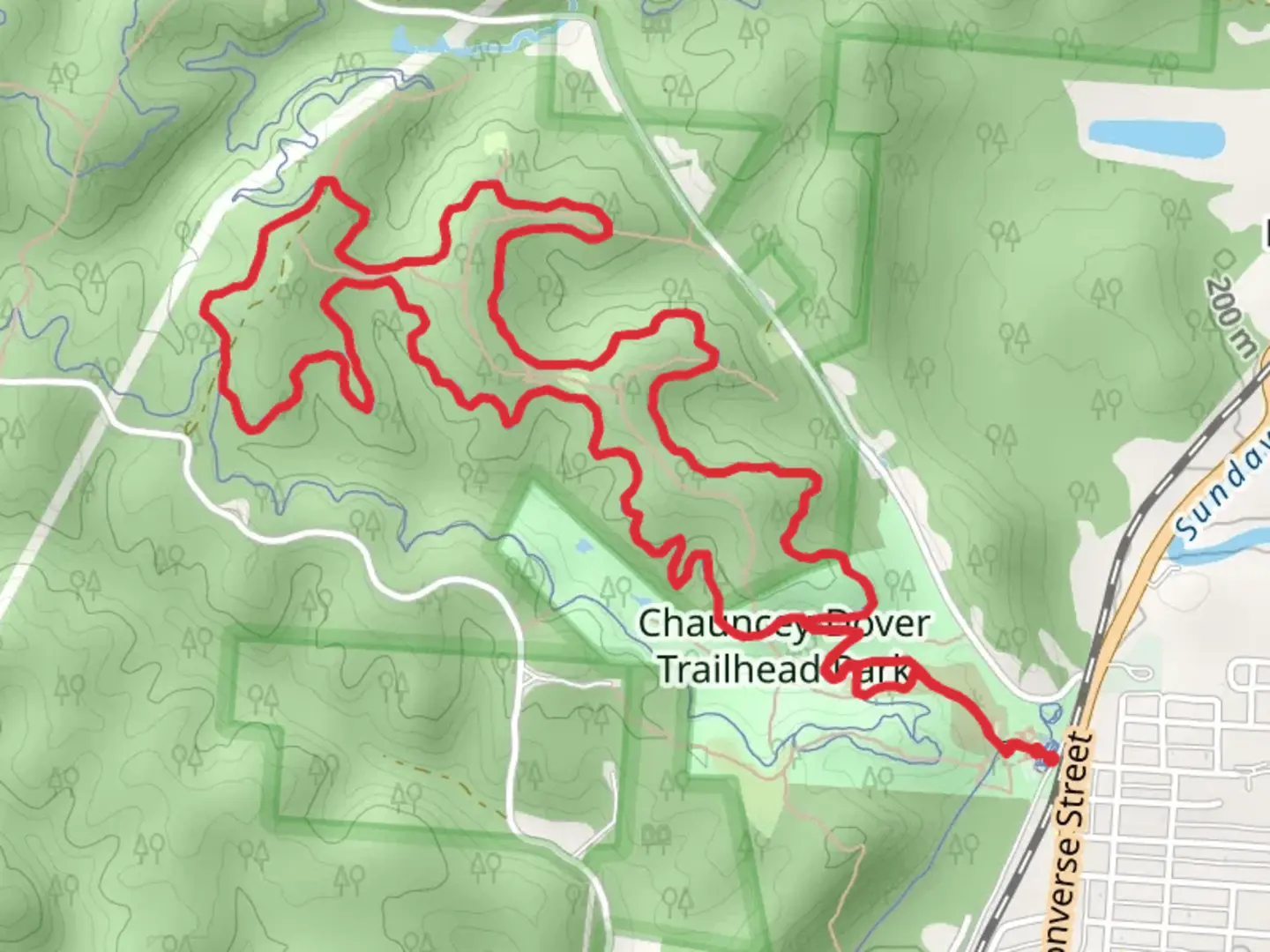 An image depicting the trail Chauncey Depot Trail, Coal Trail and Salt Works Trail and its surrounding area.