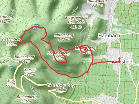 Schlossberg via Paelzer Keschdeweg and Weinspange