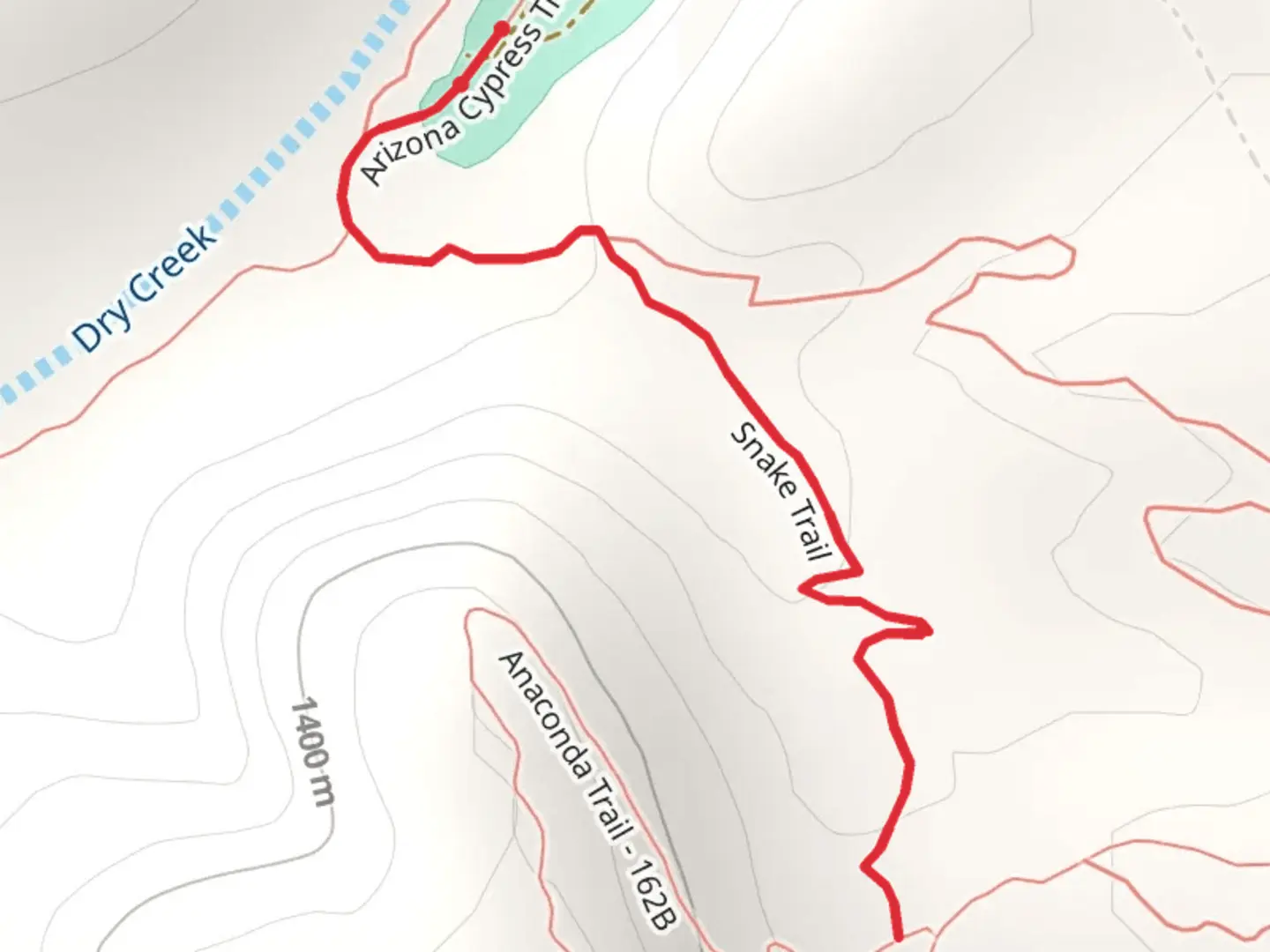An image depicting the trail Snake Trail and its surrounding area.