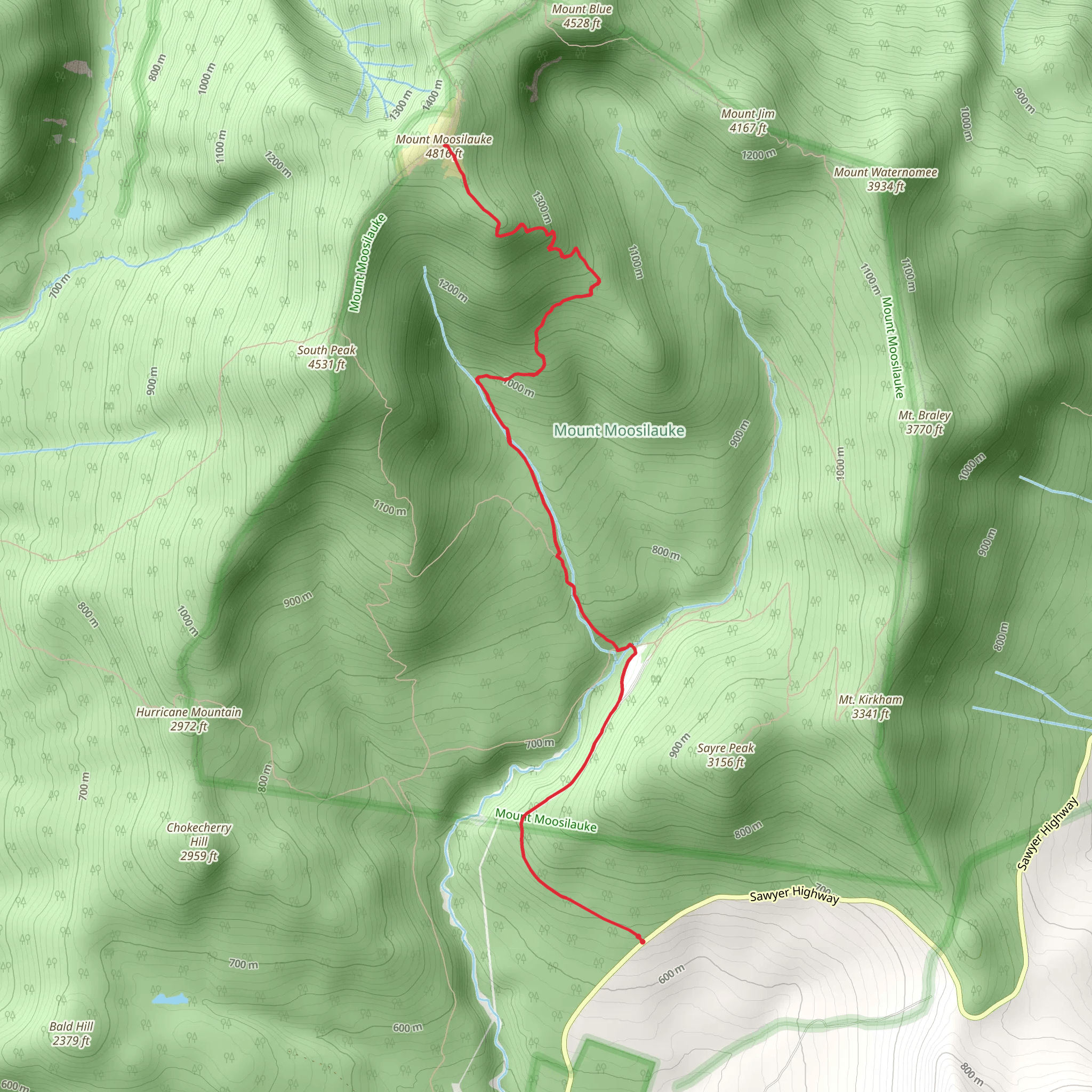 Mount Moosilauke Trail mobile static map