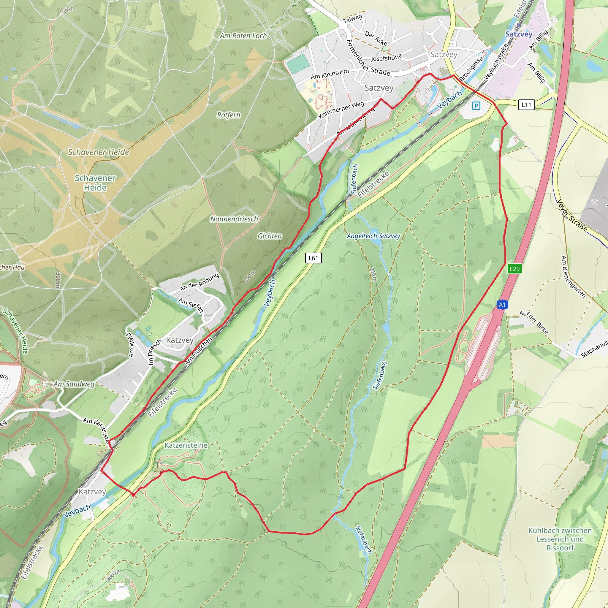 Katzensteine and Burg Satzvey Loop via Satzvey Rundweg 3 mobile static map