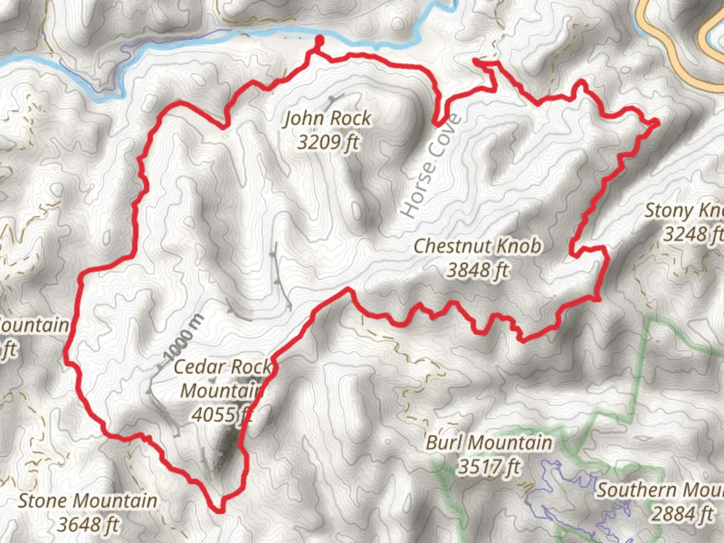 An image depicting the trail Cat Gap, Art Loeb and Grogan Creek Loop Trail and its surrounding area.