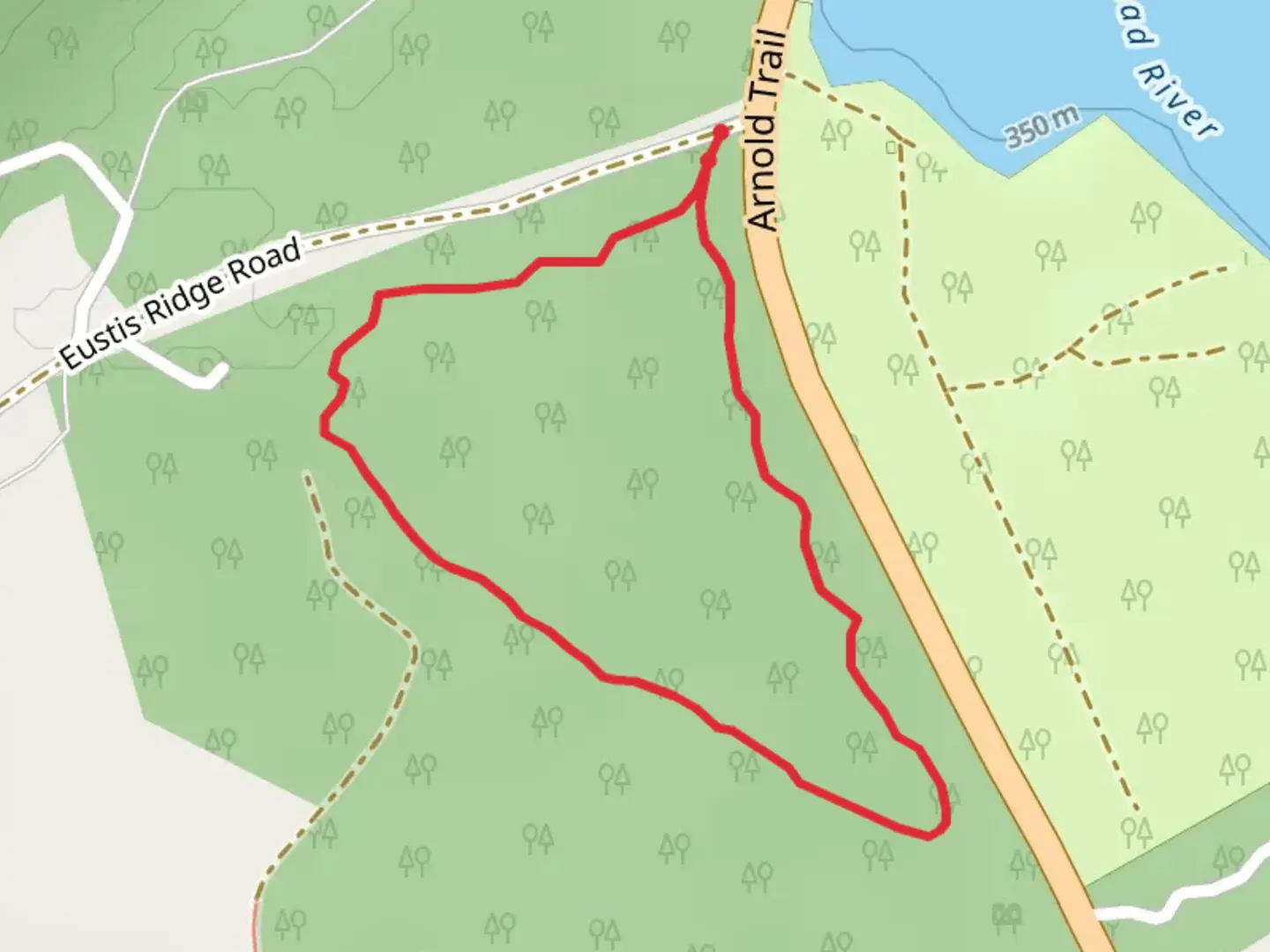 An image depicting the trail Eustis Ridge Road Loop and its surrounding area.