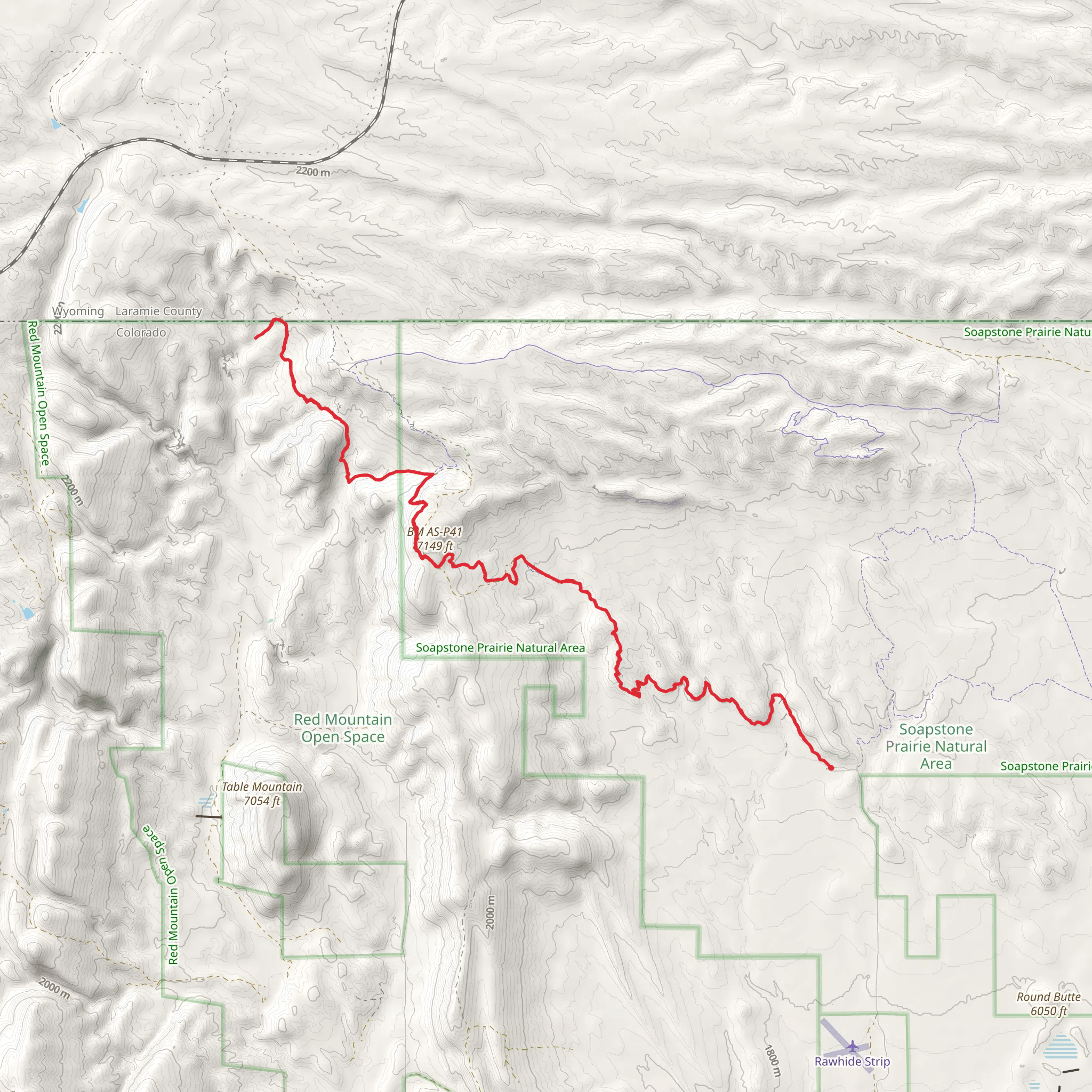 Cheyenne Rim and Salt Lick Trail mobile static map
