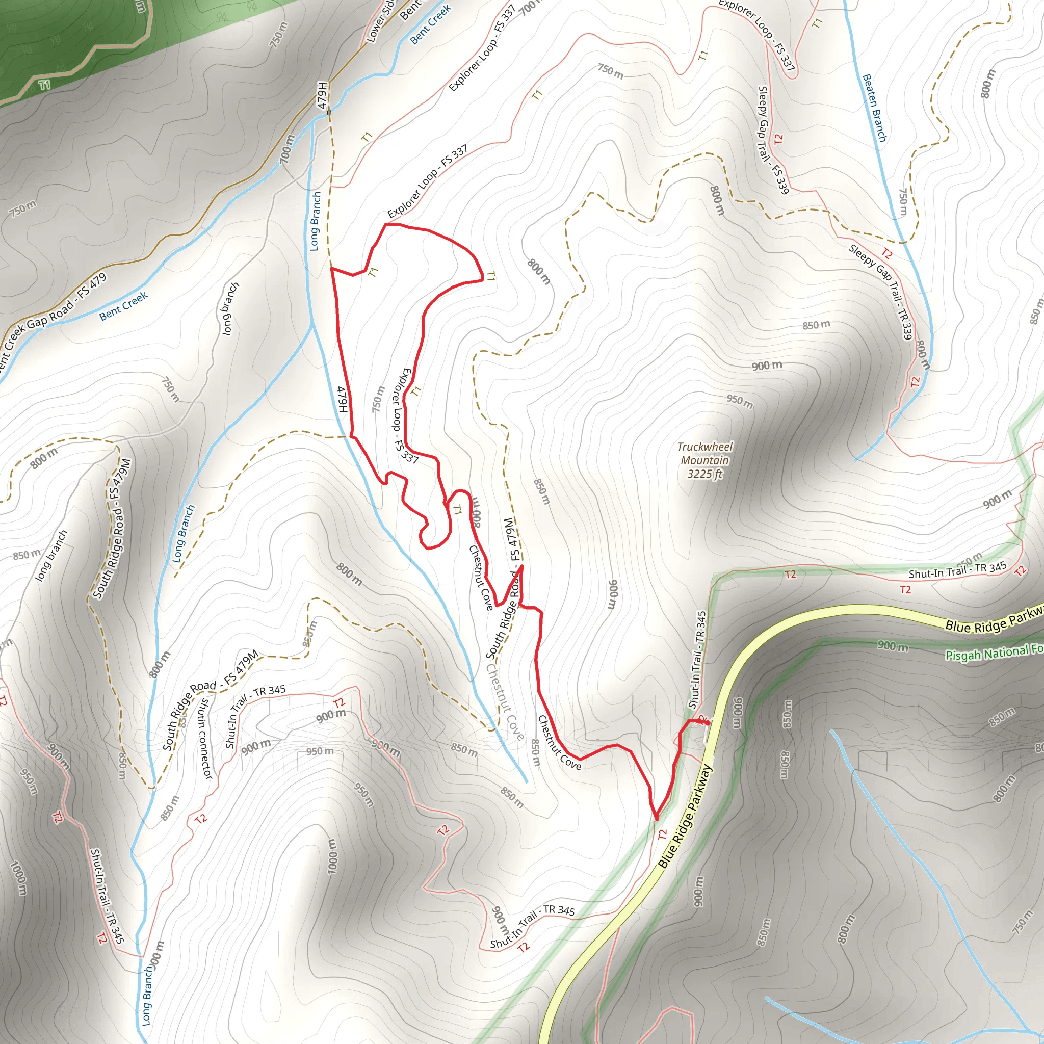 Chestnut Cove and Explorer Loop Trail mobile static map