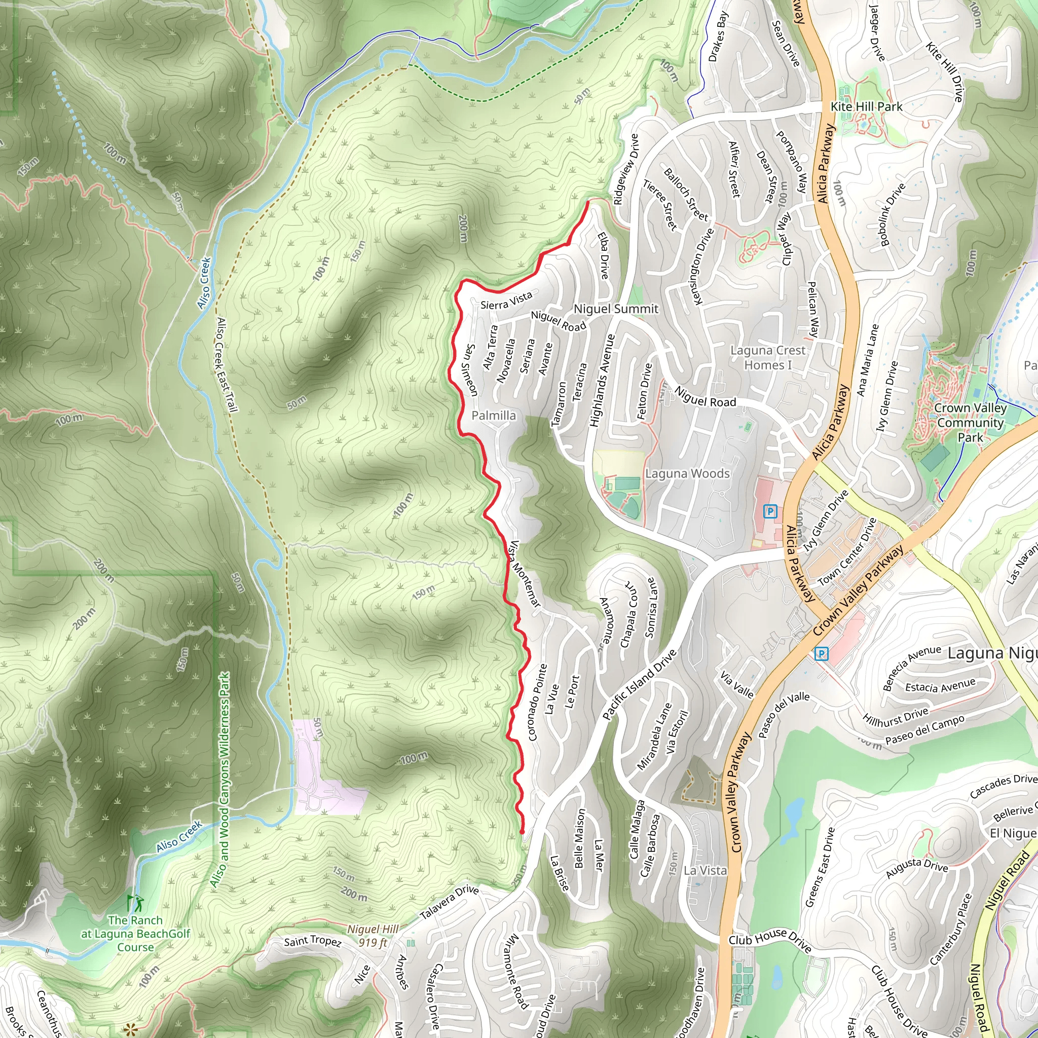 Aliso Summit Trail mobile static map