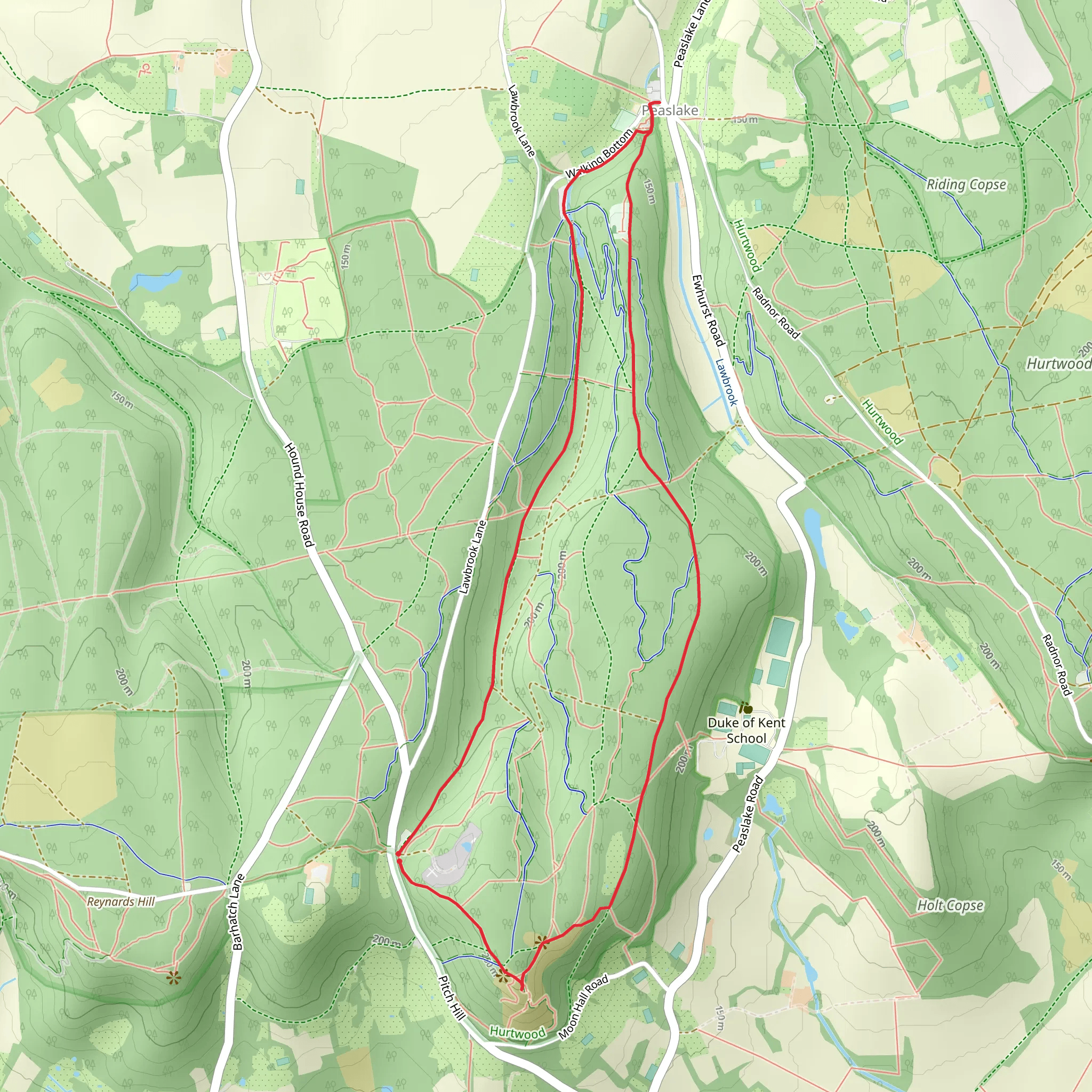 Pitch Hill via Greensand Way mobile static map