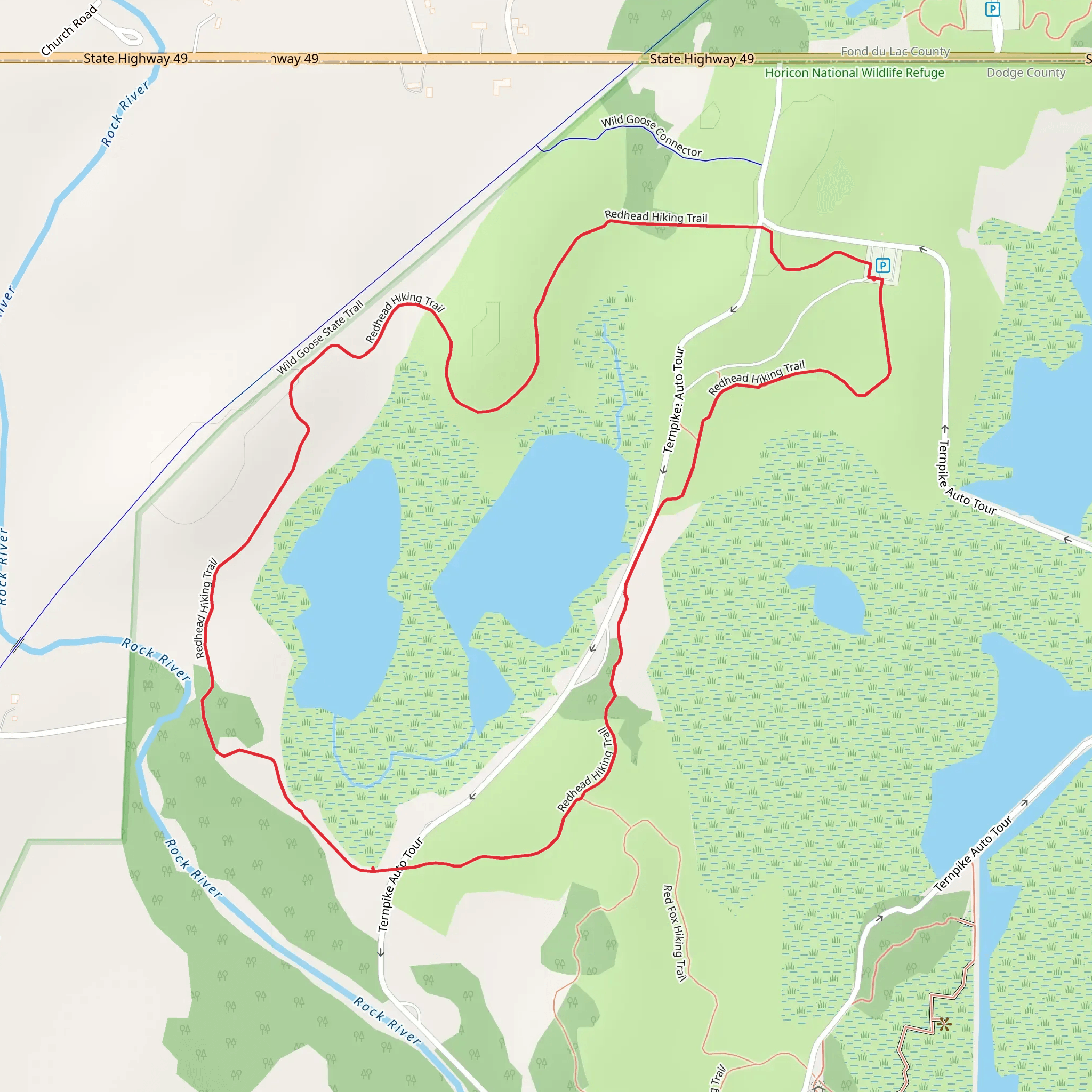 Redhead Hiking Loop Trail mobile static map