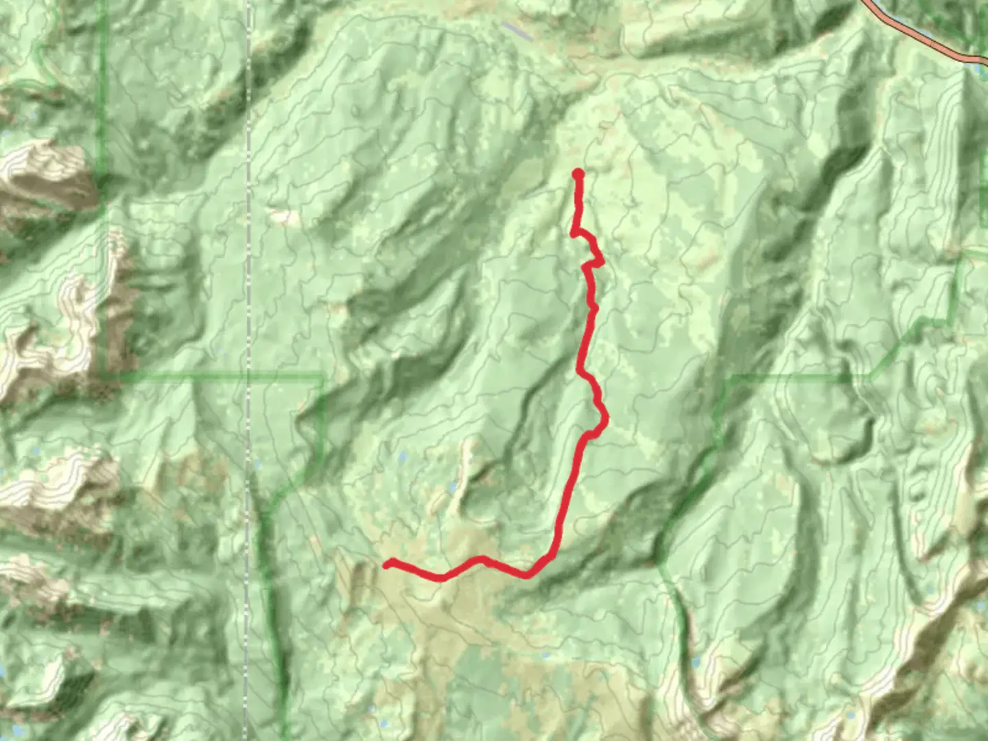 An image depicting the trail Carrot Basin Divide Trail via Oil Well Trail and Wapiti Trail and its surrounding area.