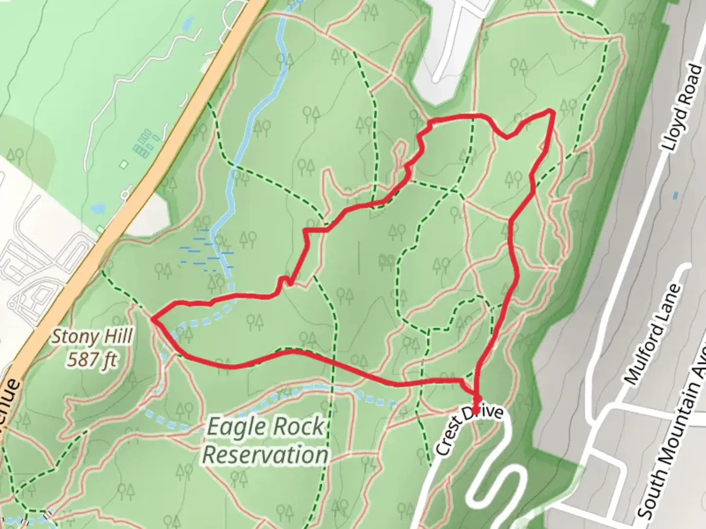 An image depicting the trail Blue Trail and Lenape Loop Trail and its surrounding area.