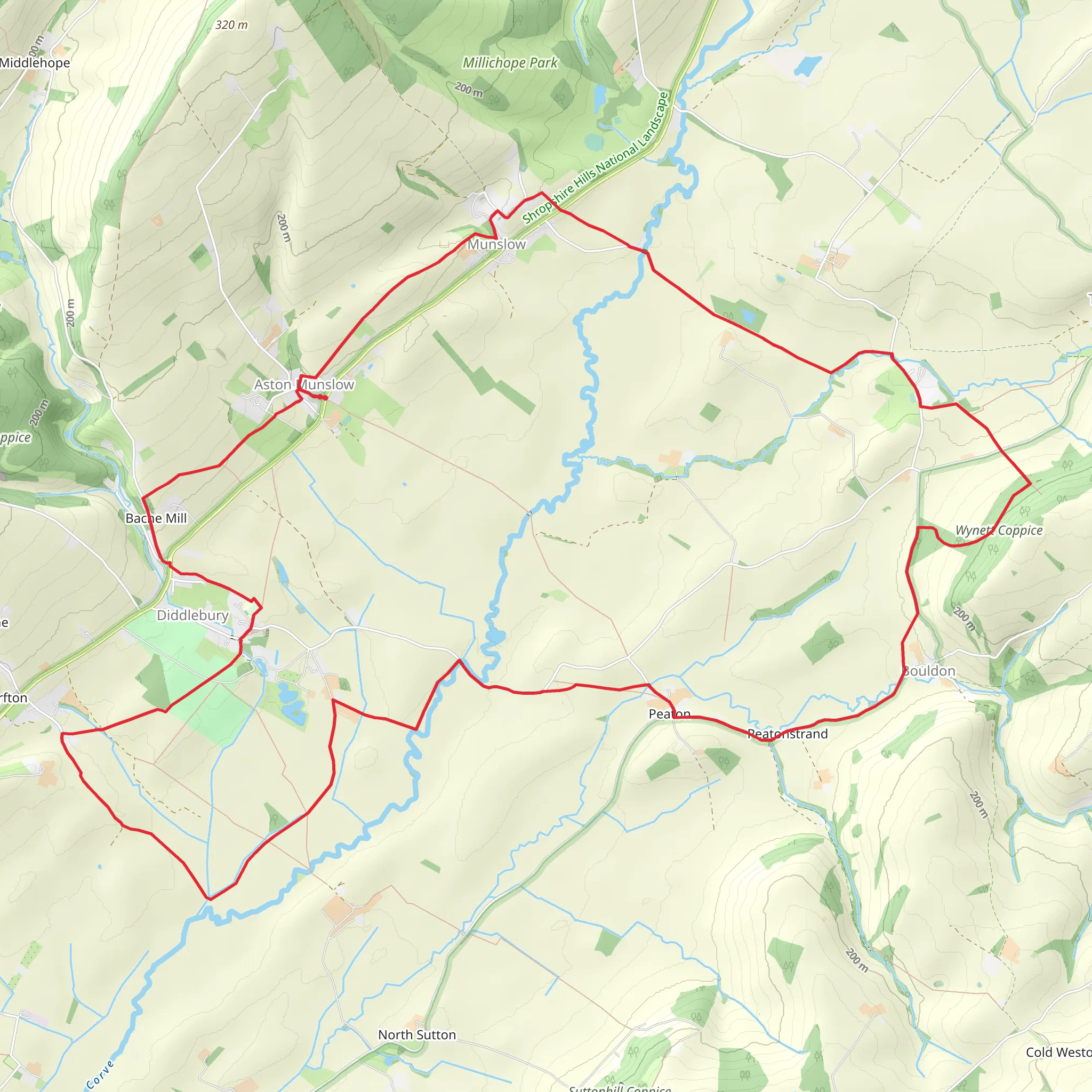 Corvedale Three Castles Walk mobile static map