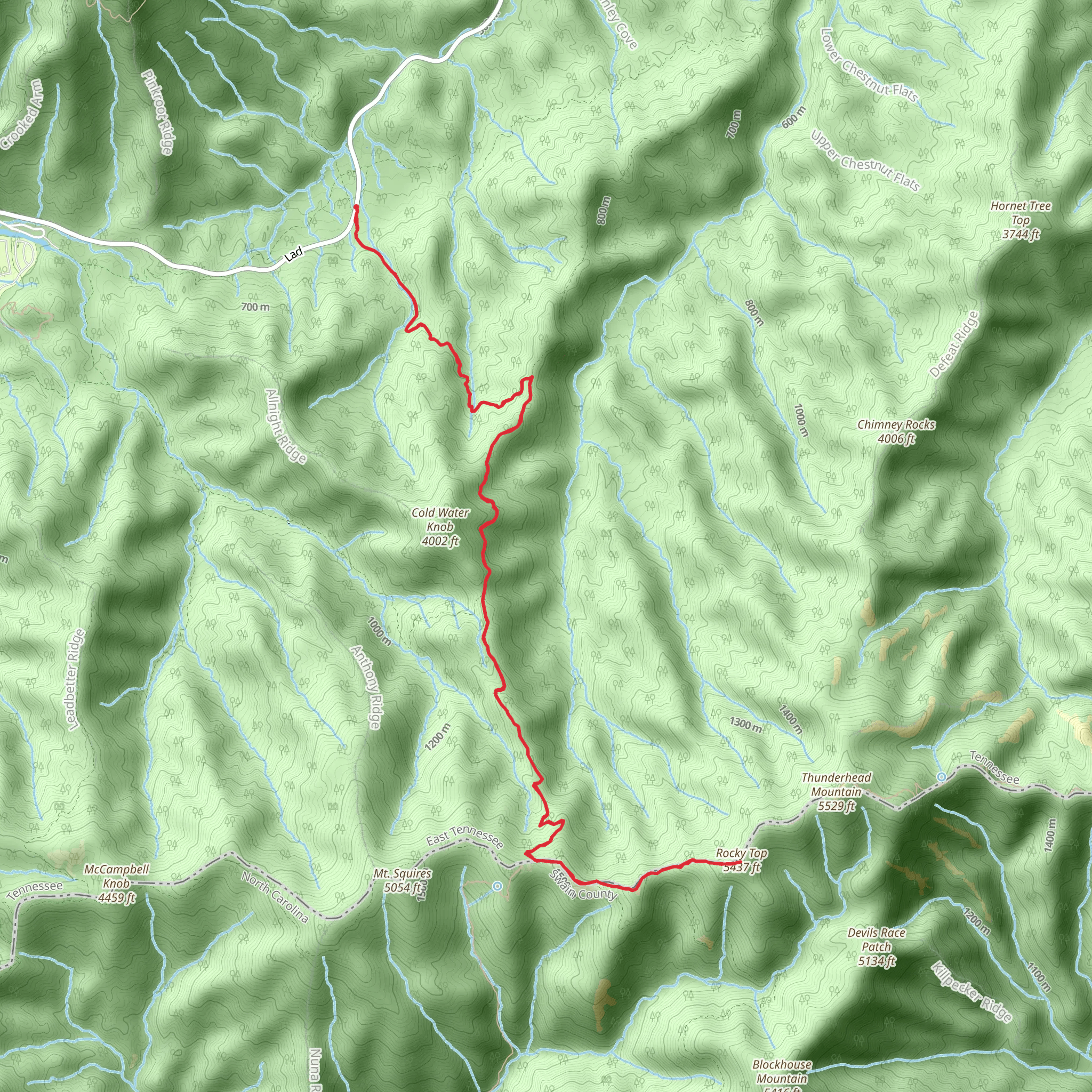 Rocky Top via Lead Cove Trail mobile static map
