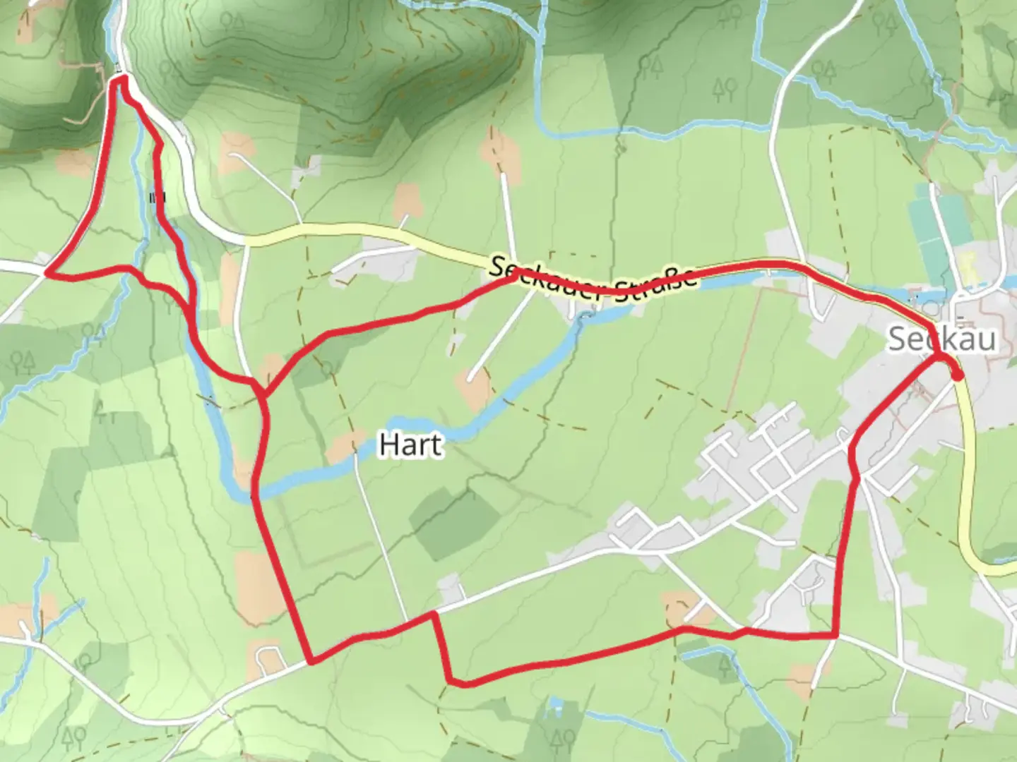 An image depicting the trail 28c-Seckau - Steinmühle Rundwanderweg and its surrounding area.