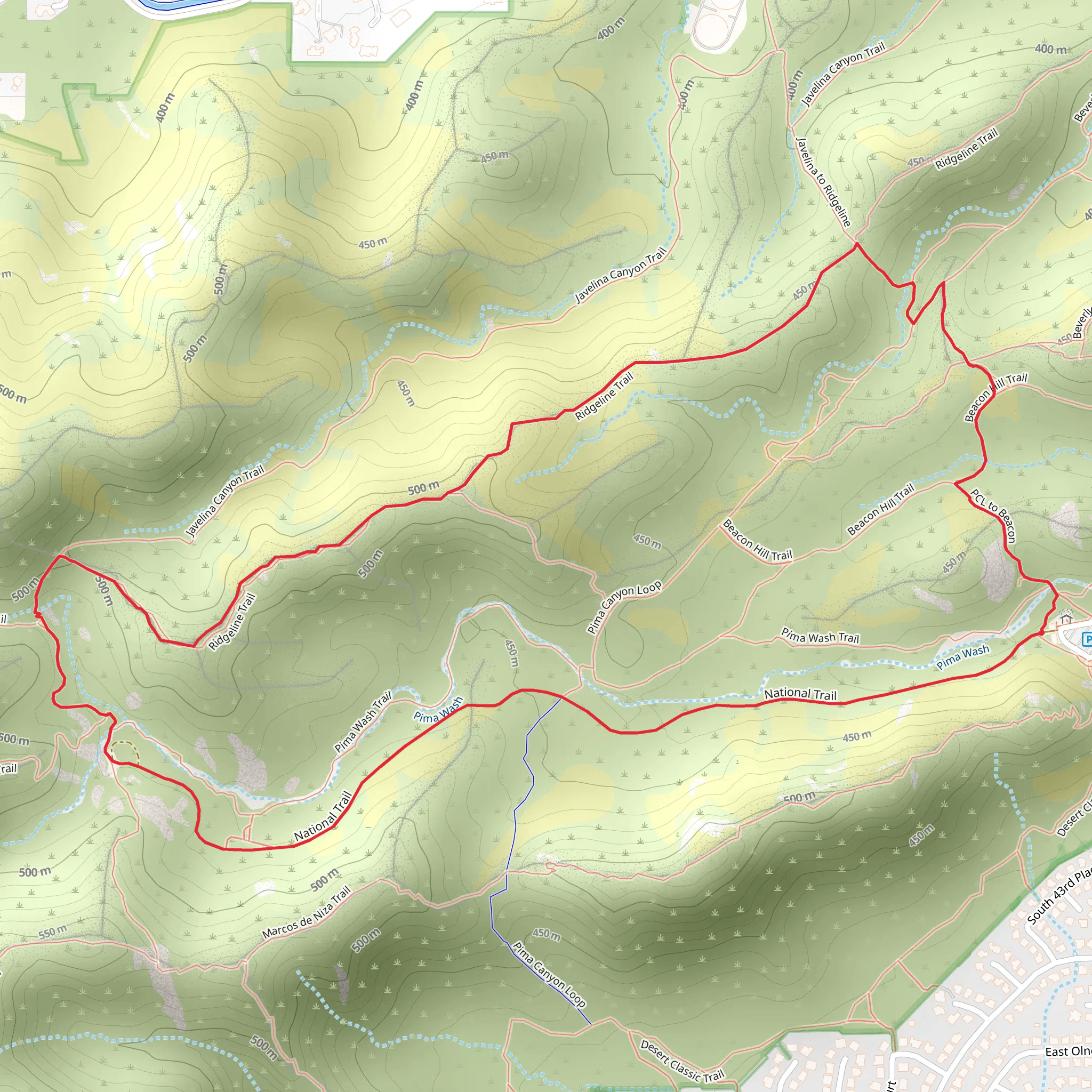 Ridgeline and Maricopa Loop Trail mobile static map