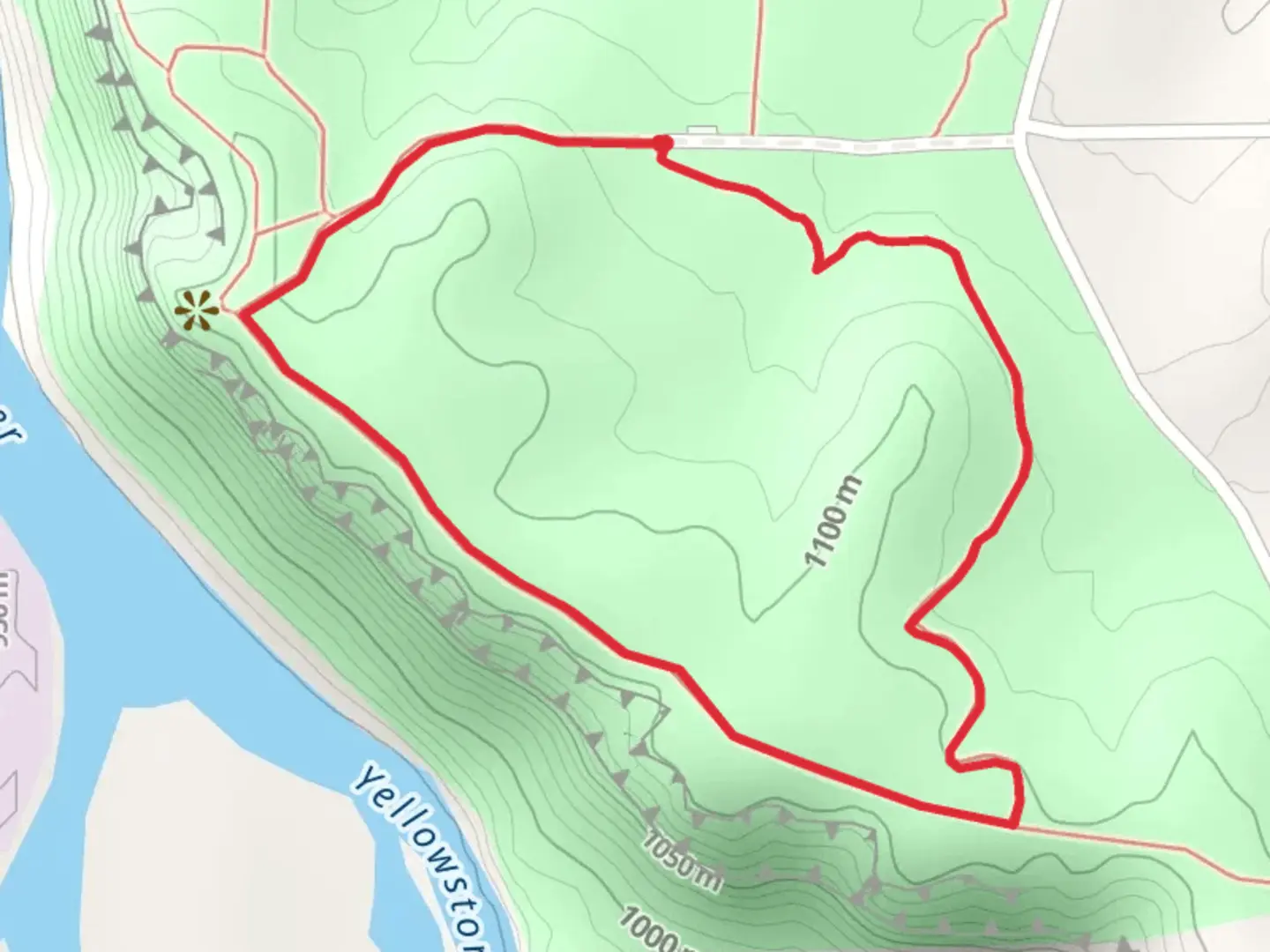 An image depicting the trail Four Dances Trail Head Loop and its surrounding area.