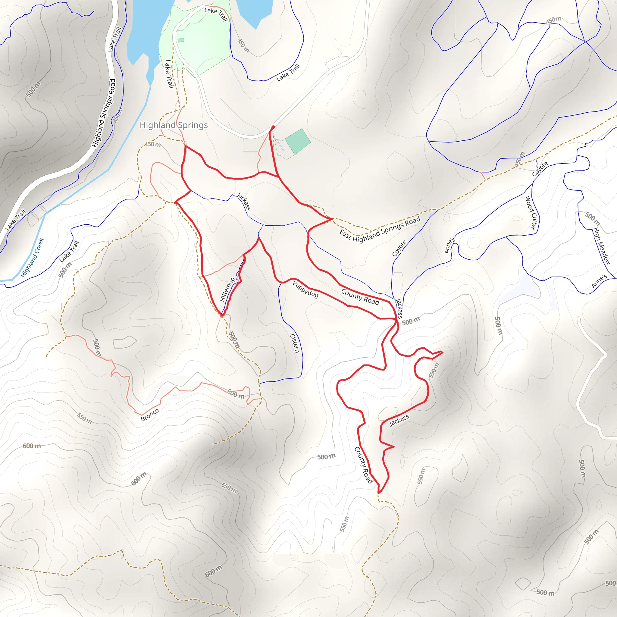 Jackass and Puppydog Loop mobile static map