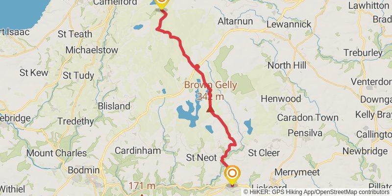 Boscastle to Looe Walk in Cornwall stage 2 Map