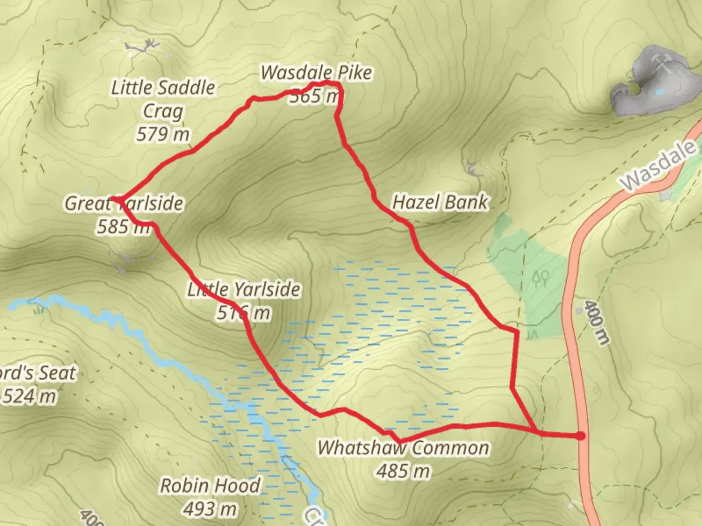 An image depicting the trail Little Yartside, Great Yartside and Wasdale Pike Loop and its surrounding area.