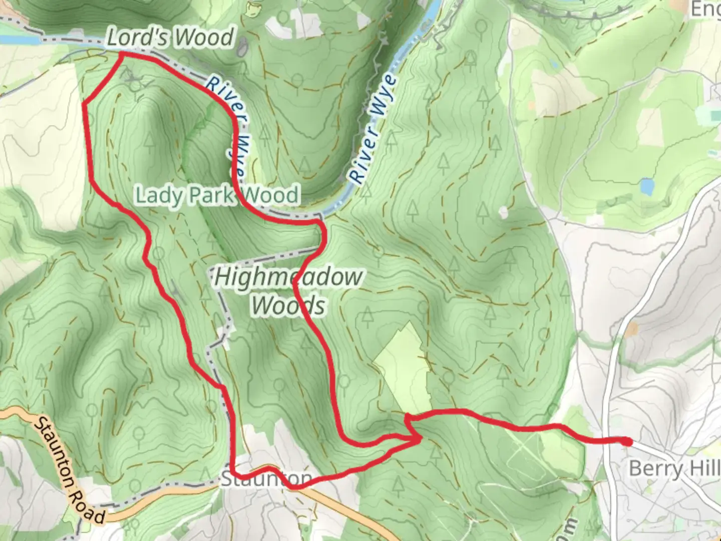 An image depicting the trail Highmeadow Woods and Lady Park Wood Loop from Christchurch and its surrounding area.