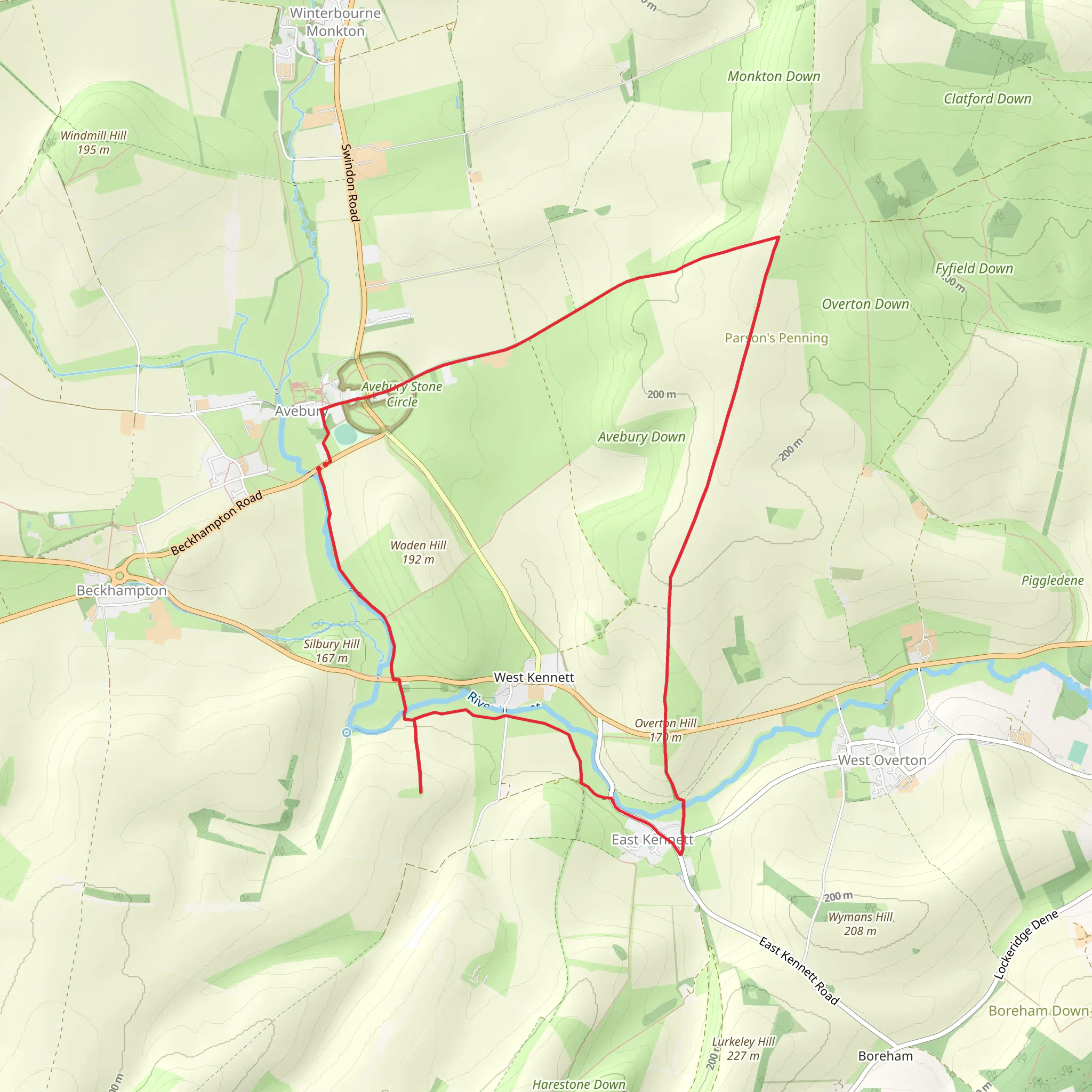 Avebury - West Kennett and Silbury Hill mobile static map