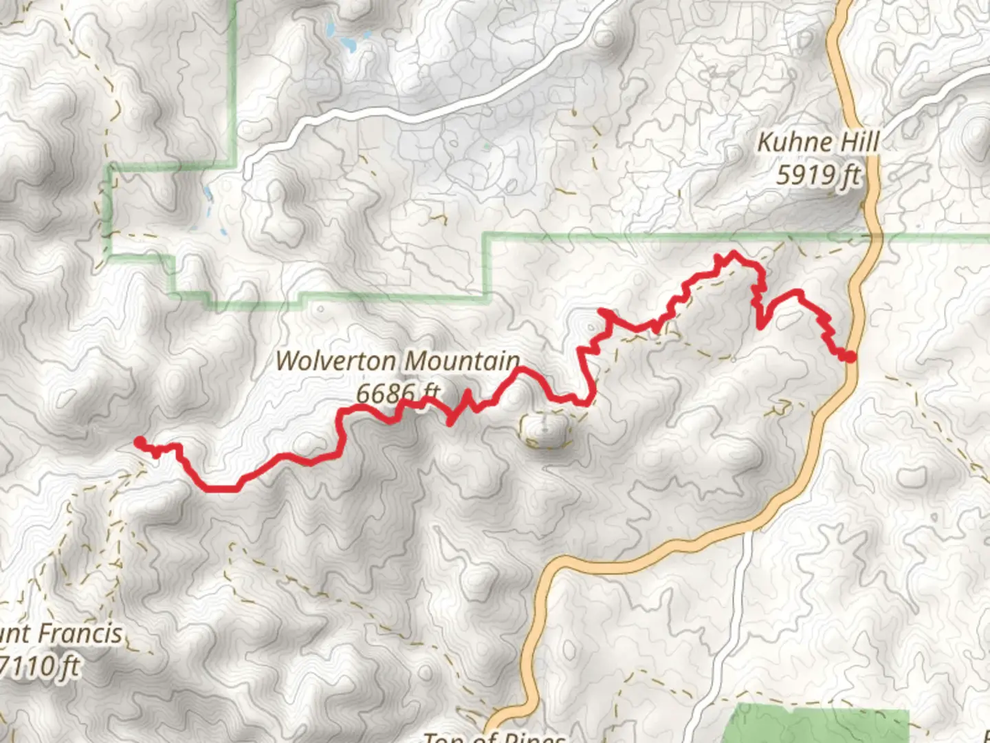 An image depicting the trail Wolverton Mountain Trail and its surrounding area.
