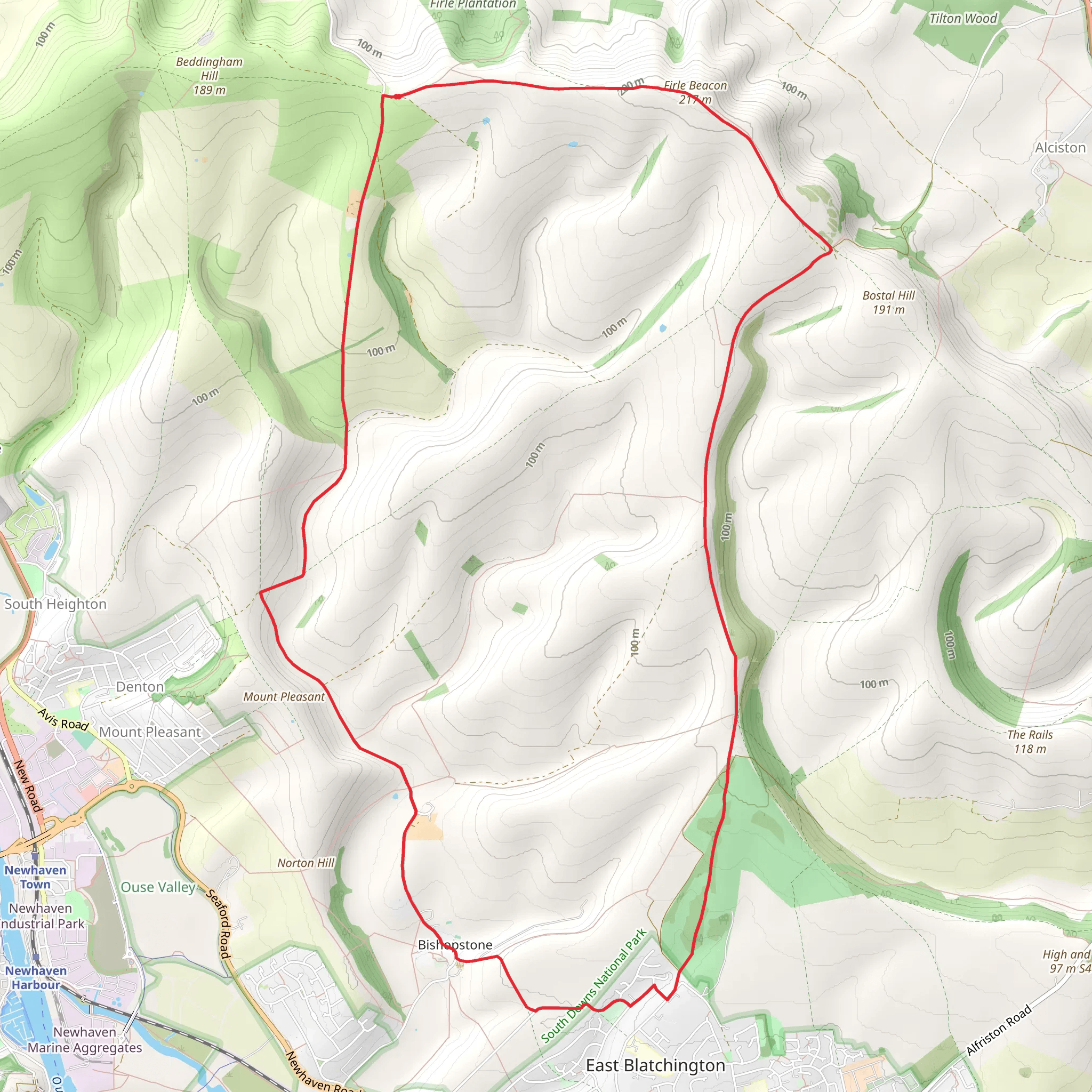 Bishopstone, Firle Beacon and Blackcap Hill Loop mobile static map