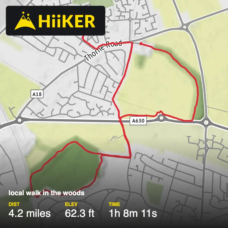 A map preview of the recording local walk in the woods.