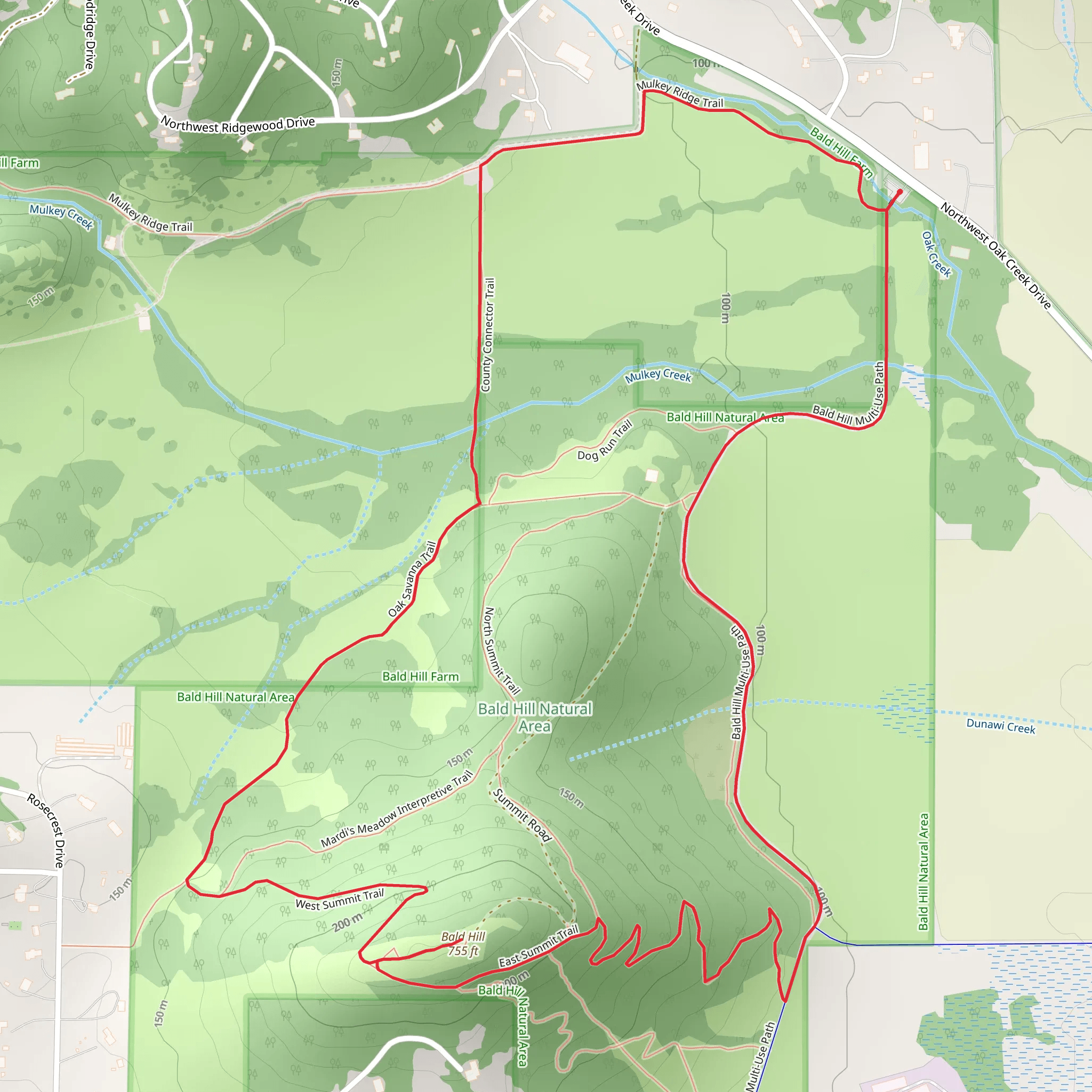 County Connector, Bald Hill and East Summit Loop Trail mobile static map