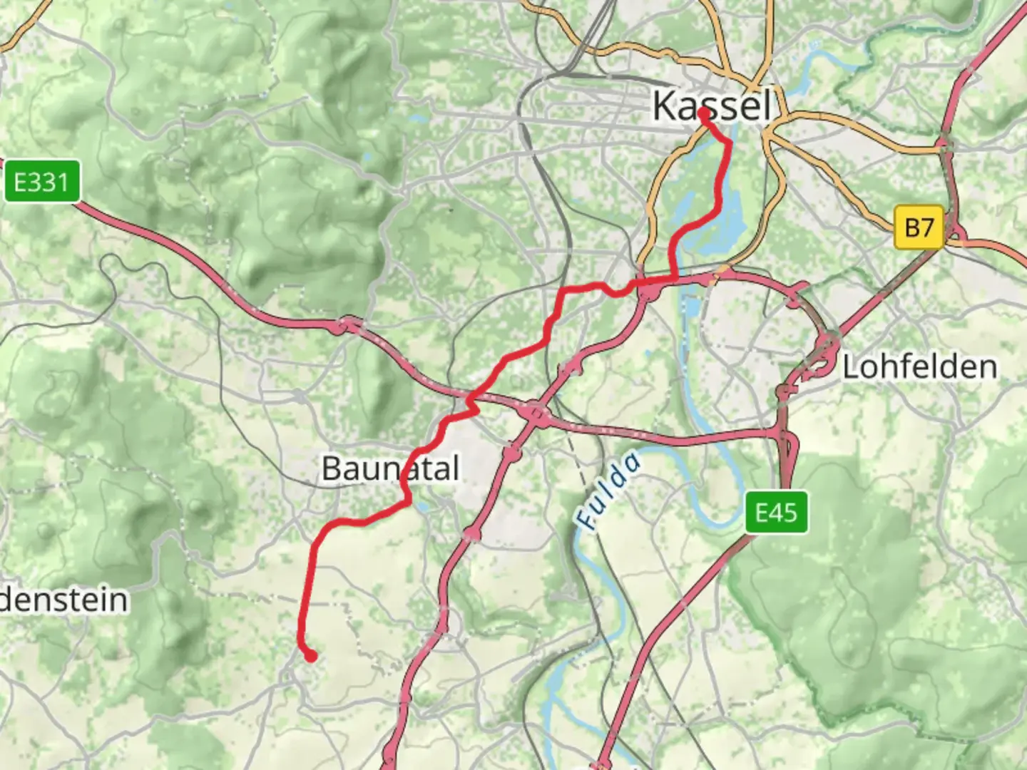 An image depicting the trail Besse to Kassel Walk via Karlsaue and its surrounding area.